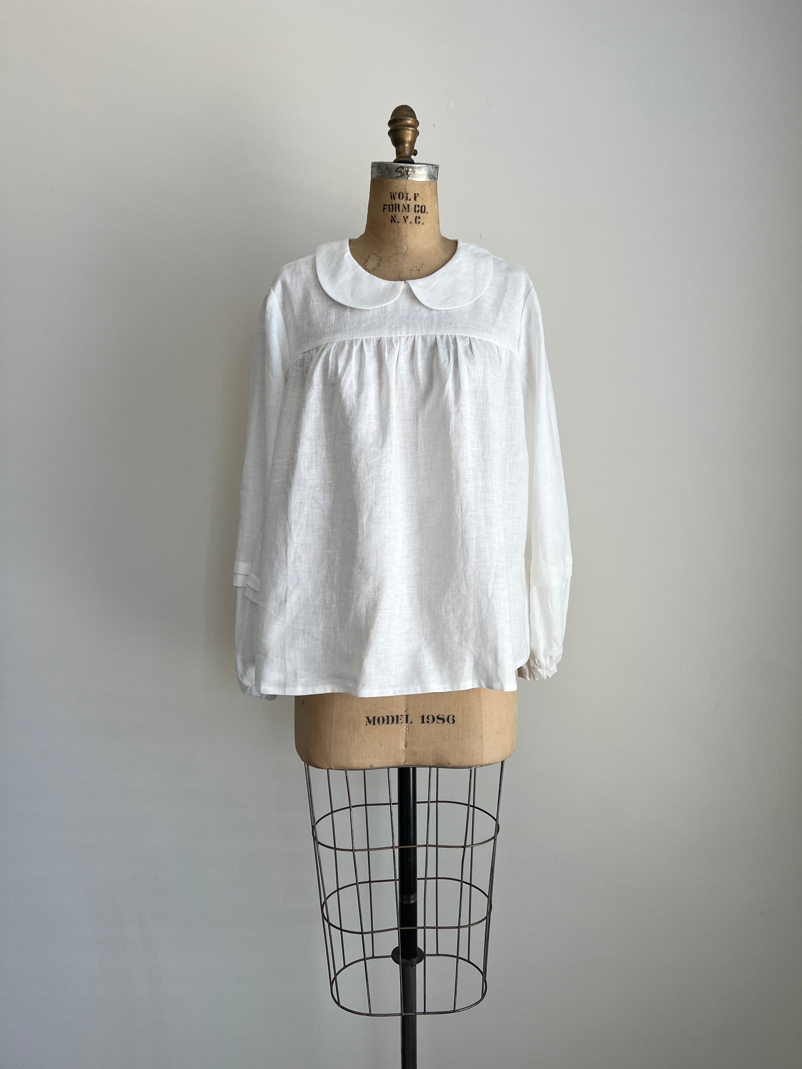Handmade Linen Puff Sleeve Victorian Cottagecore Blouse By Cotton Candy Wear - L/XL