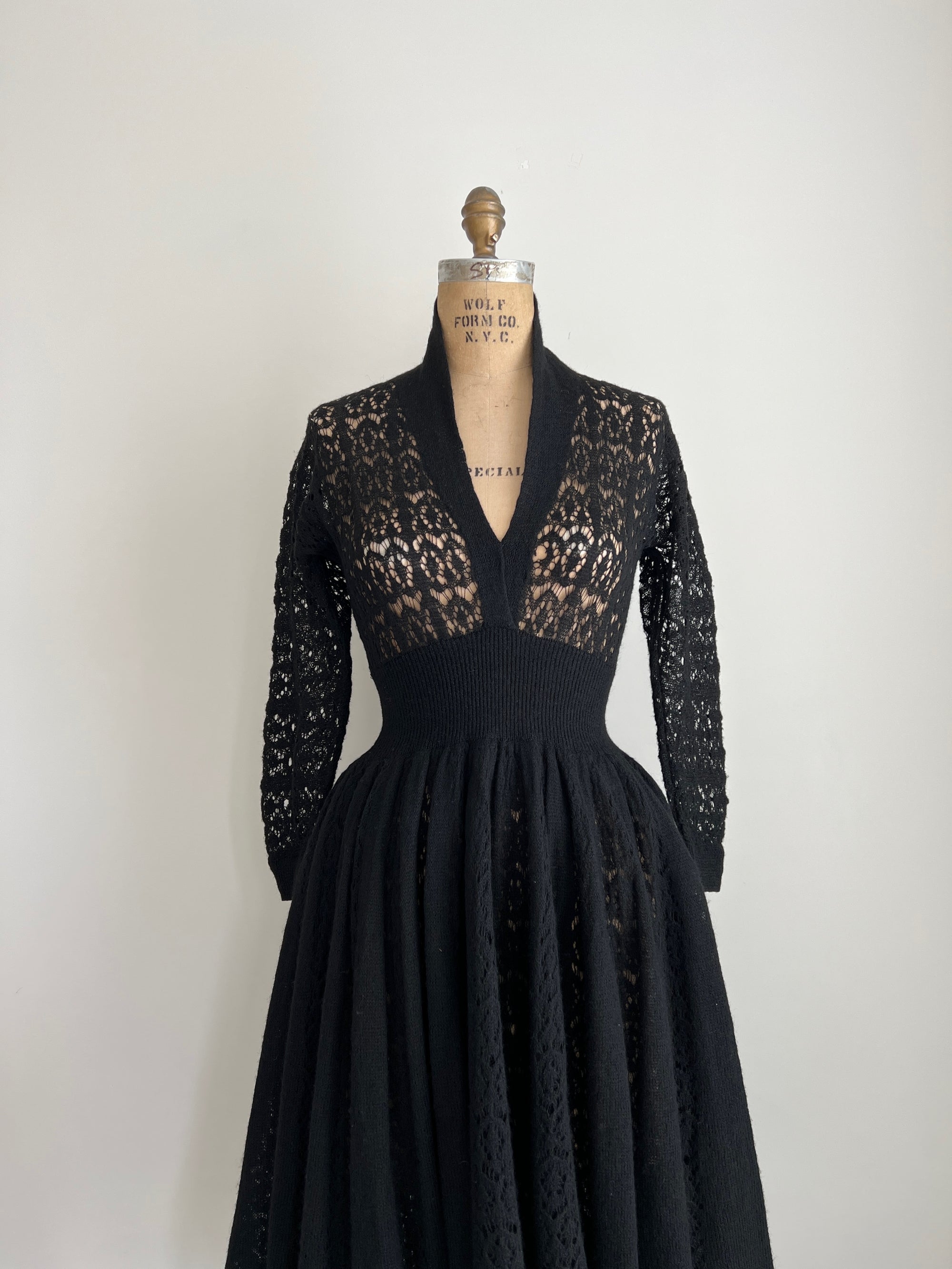 1950s/60s Black Knit Dress / Small-Medium / Sold As-Is
