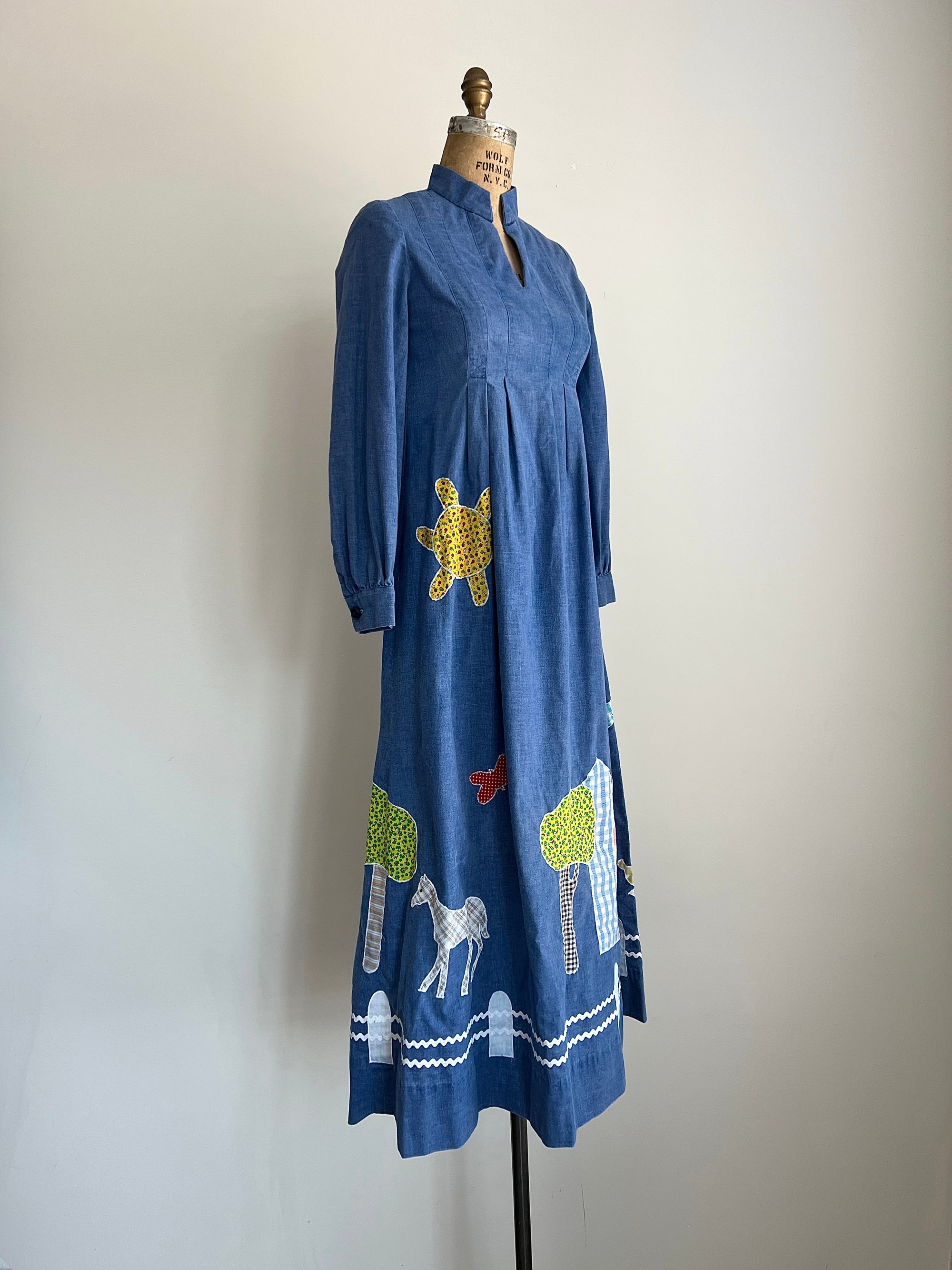 Vintage Handmade Farmhouse Prairie Patchwork Dress / XS