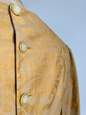 Vintage Regency Era 1800s Gold Emossed Dress / Bridgerton Inspired Dress / Small-Medium