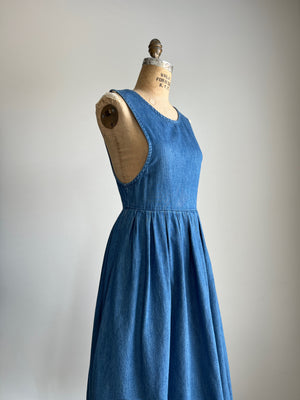 Vintage Late 70s Early 80s L.L.Bean Denim Cottagecore Dress / Small-Medium