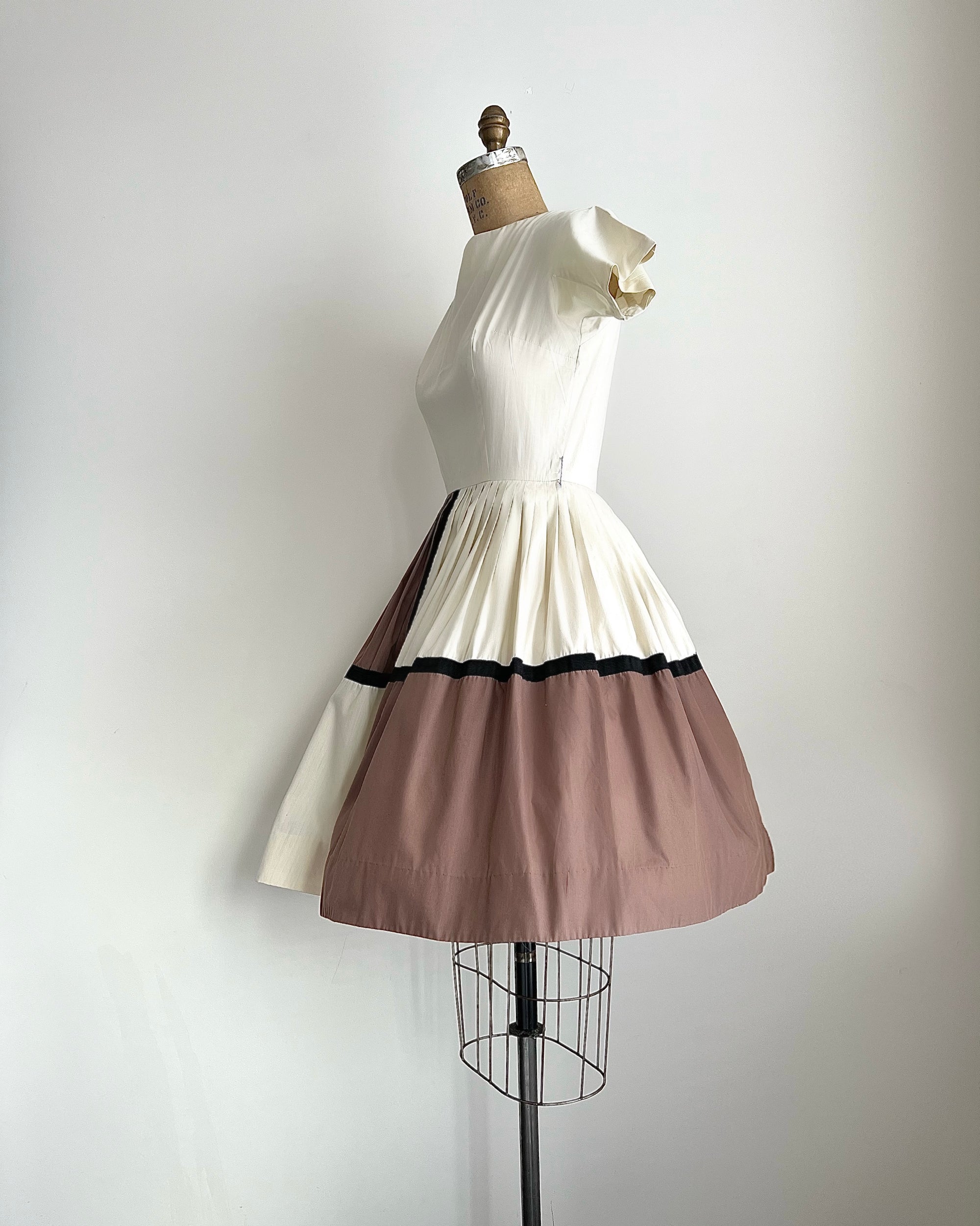 1950s 50s Cotton Dress / Small