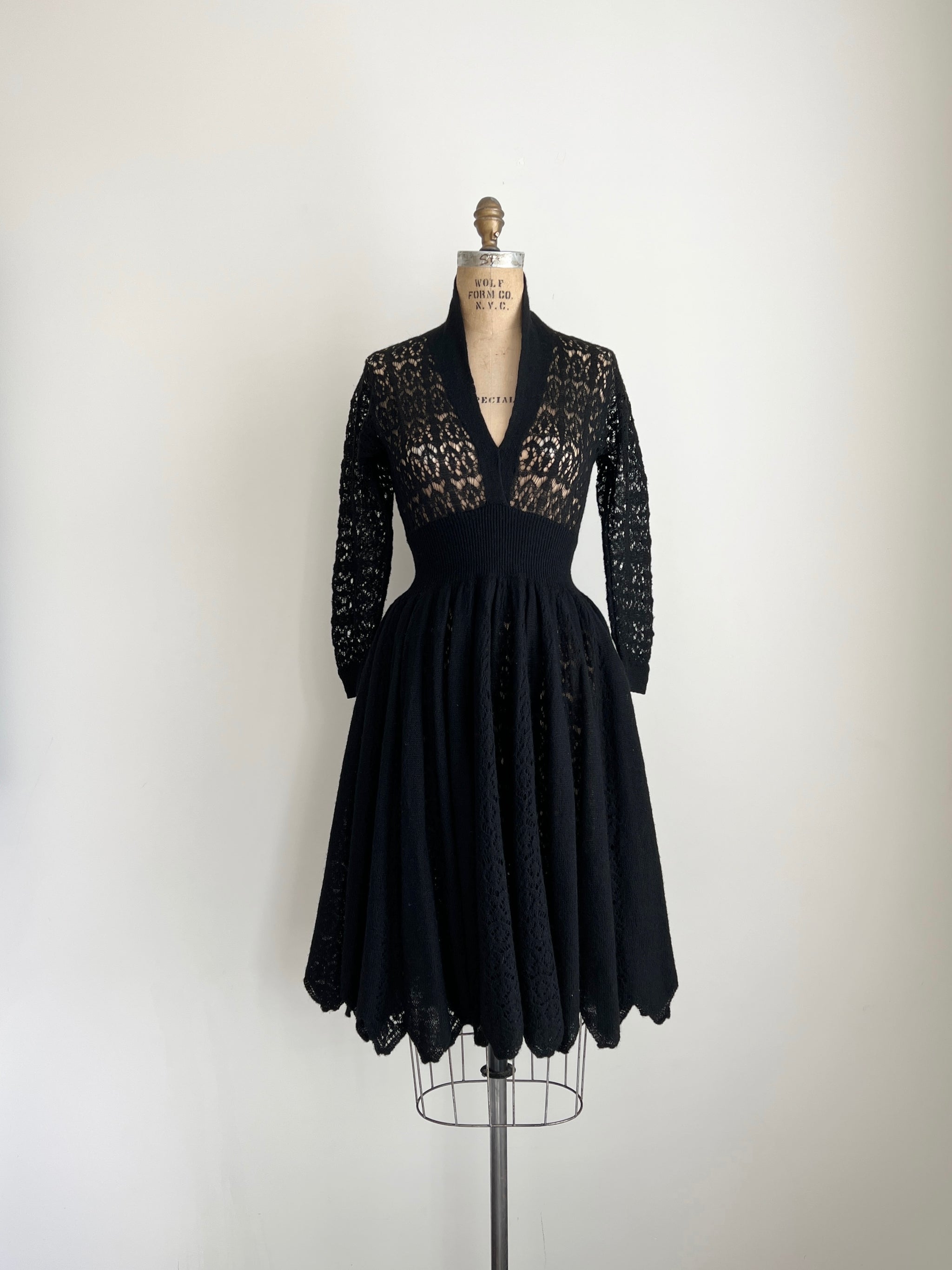 1950s/60s Black Knit Dress / Small-Medium / Sold As-Is - Maiden Posh 1950s/60s Black Knit Dress / Small-Medium / Sold As-Is - Maiden Posh
