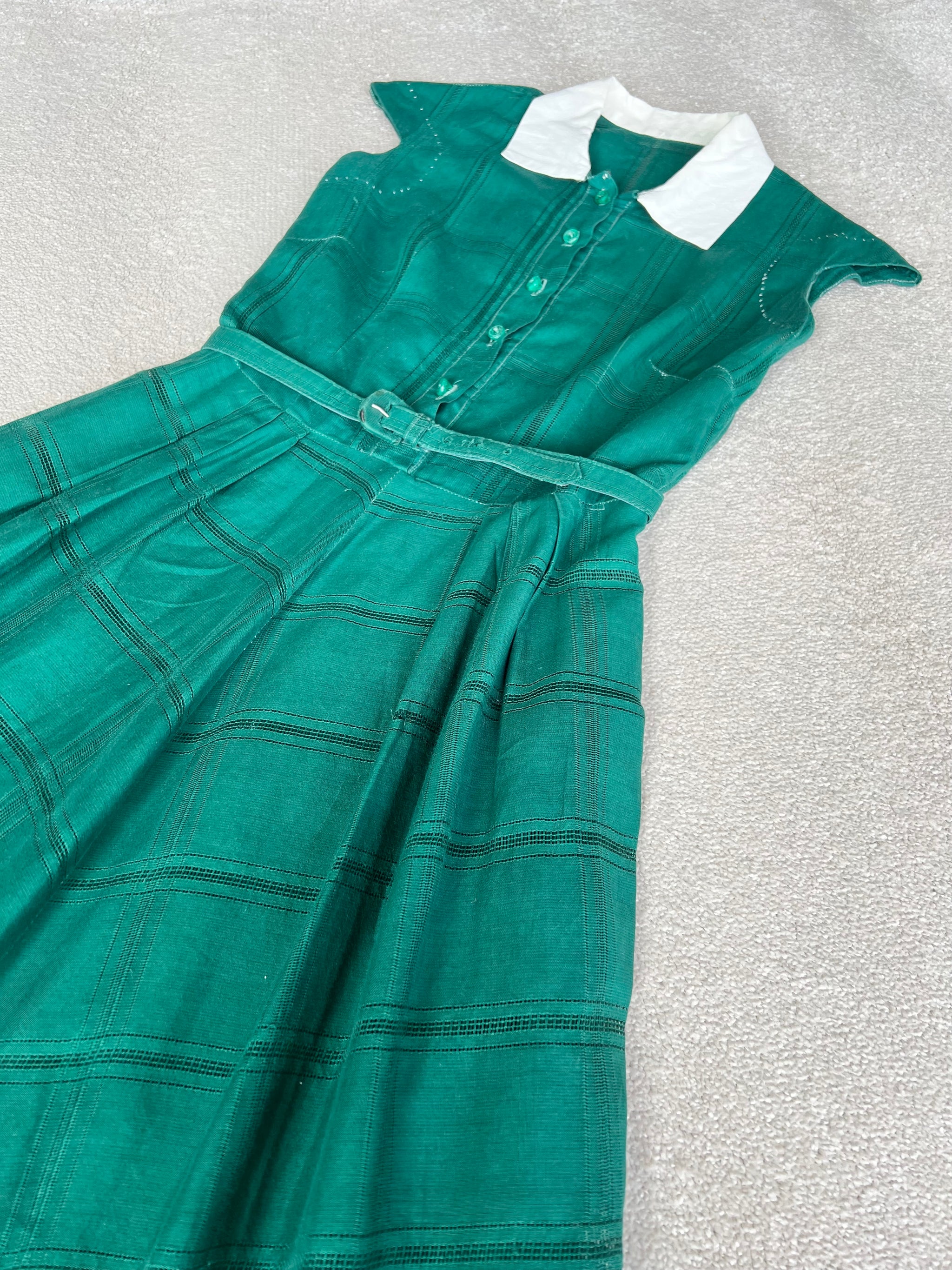 1940s 40s Fabulous Green Dress with Matching Belt / Medium - Maiden Posh 1940s 40s Fabulous Green Dress with Matching Belt / Medium - Maiden Posh