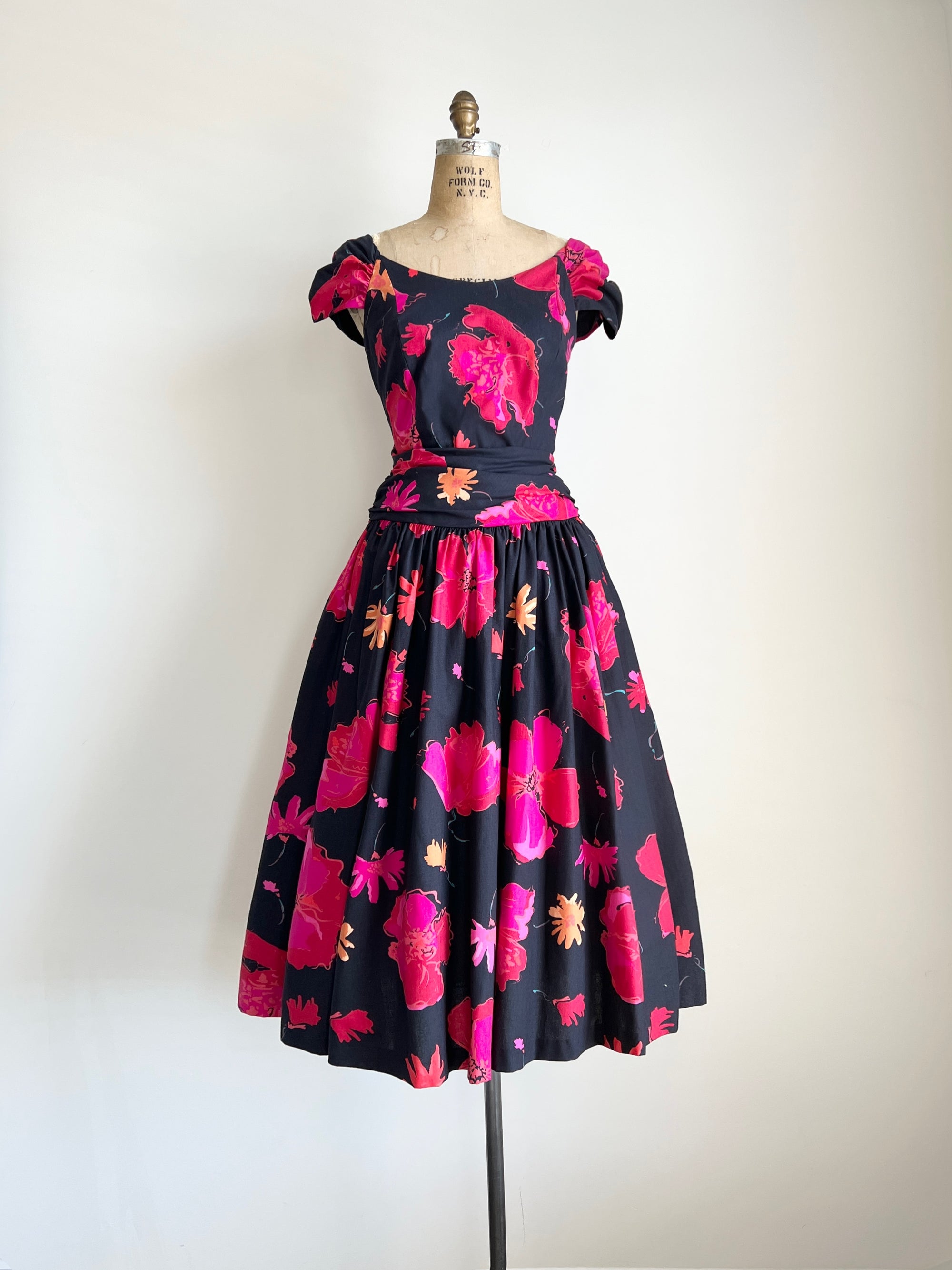 1980s Laura Ashley Dropped Waist Floral Dress DEADSTOCK UK16/USA14 LARGE