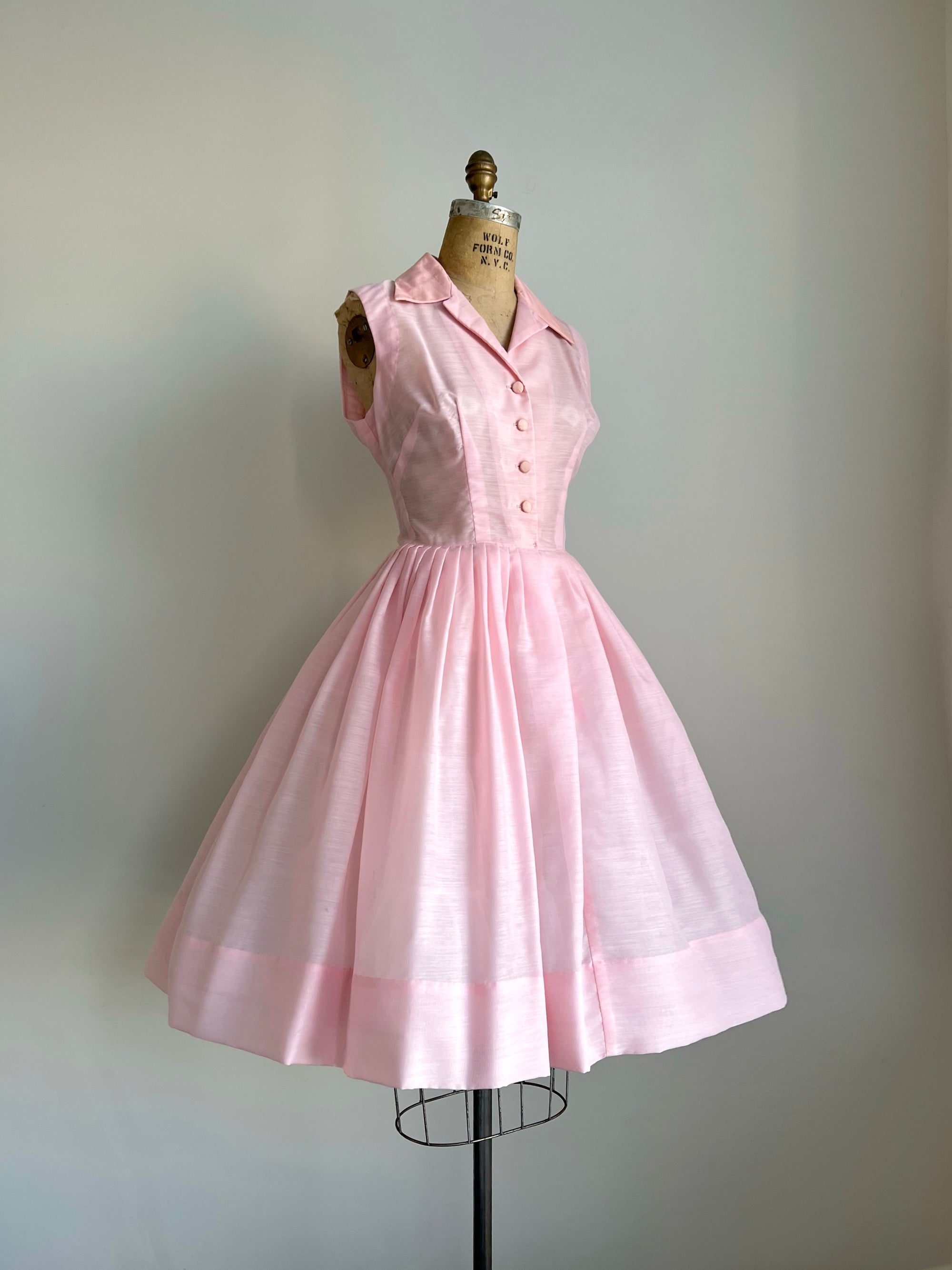 1950s 50s Pink Appliqué Dress - Medium