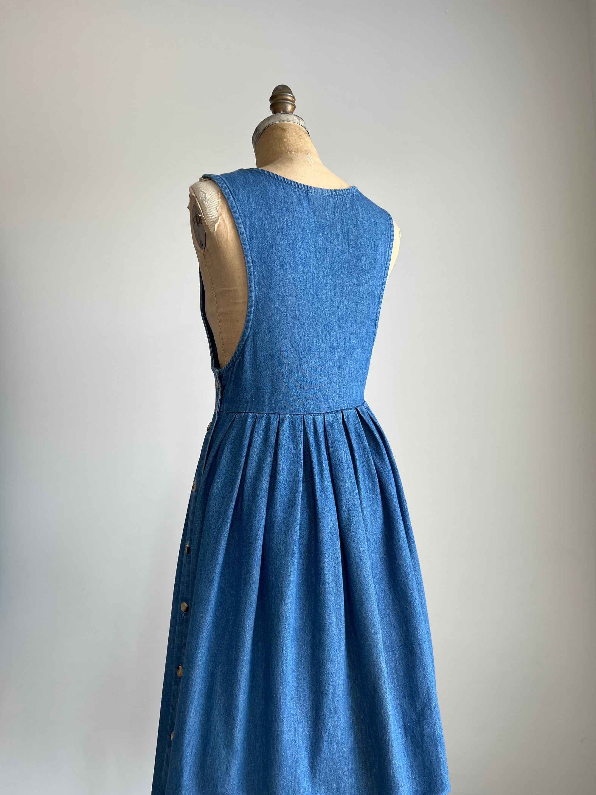Vintage Late 70s Early 80s L.L.Bean Denim Cottagecore Dress / Small-Medium