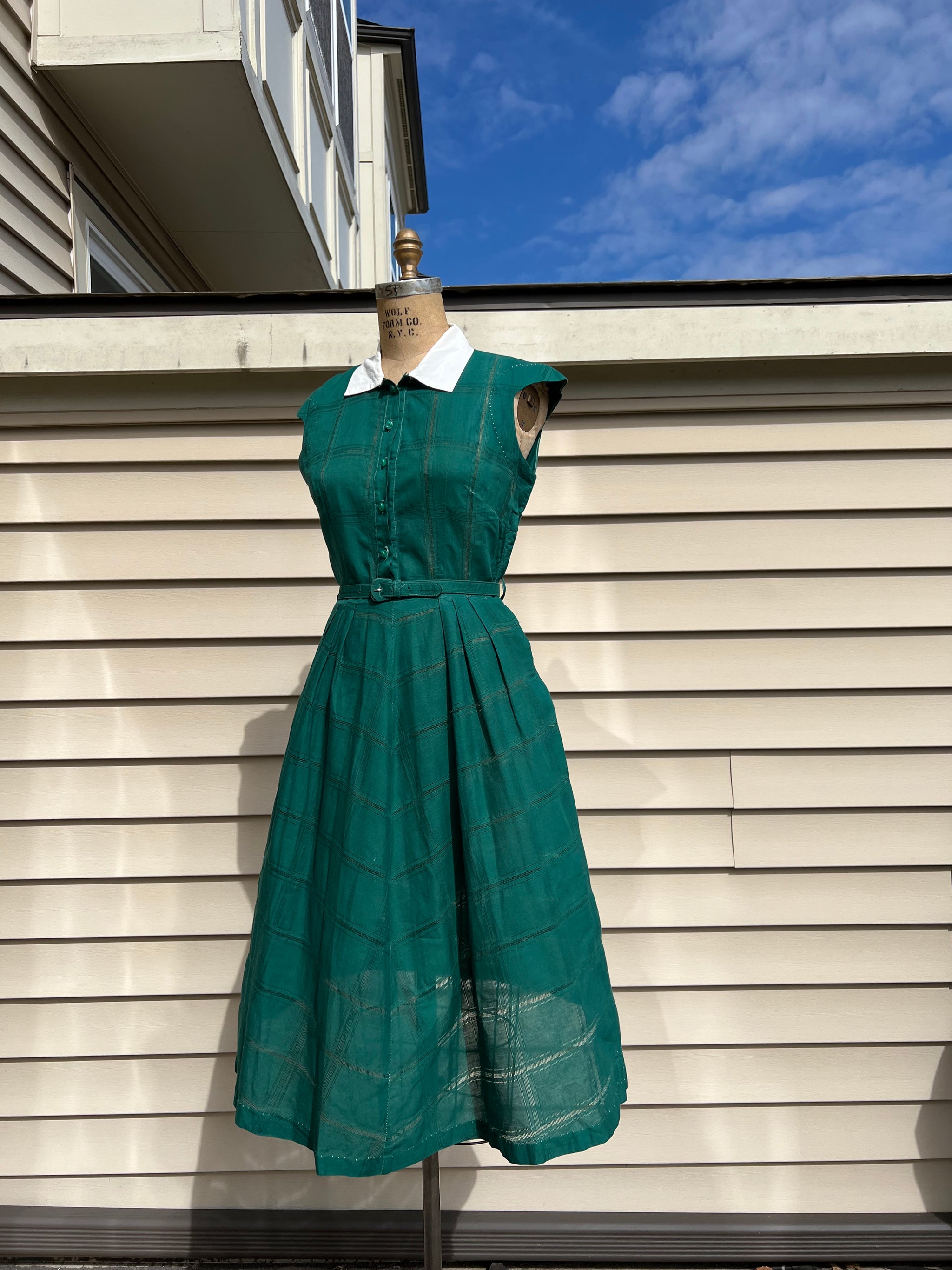 1940s 40s Fabulous Green Dress with Matching Belt / Medium - Maiden Posh 1940s 40s Fabulous Green Dress with Matching Belt / Medium - Maiden Posh