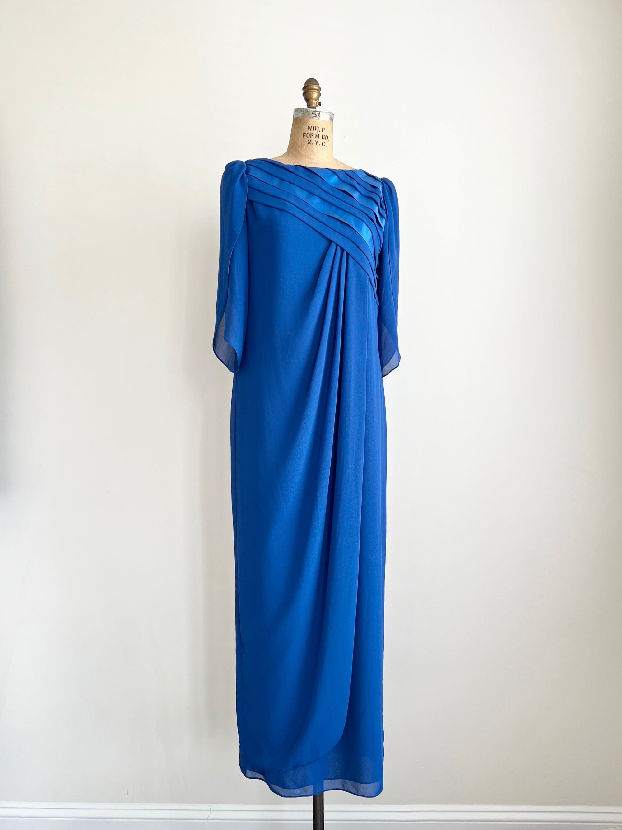 1970s Cobalt Blue Martinique Maxi Dress