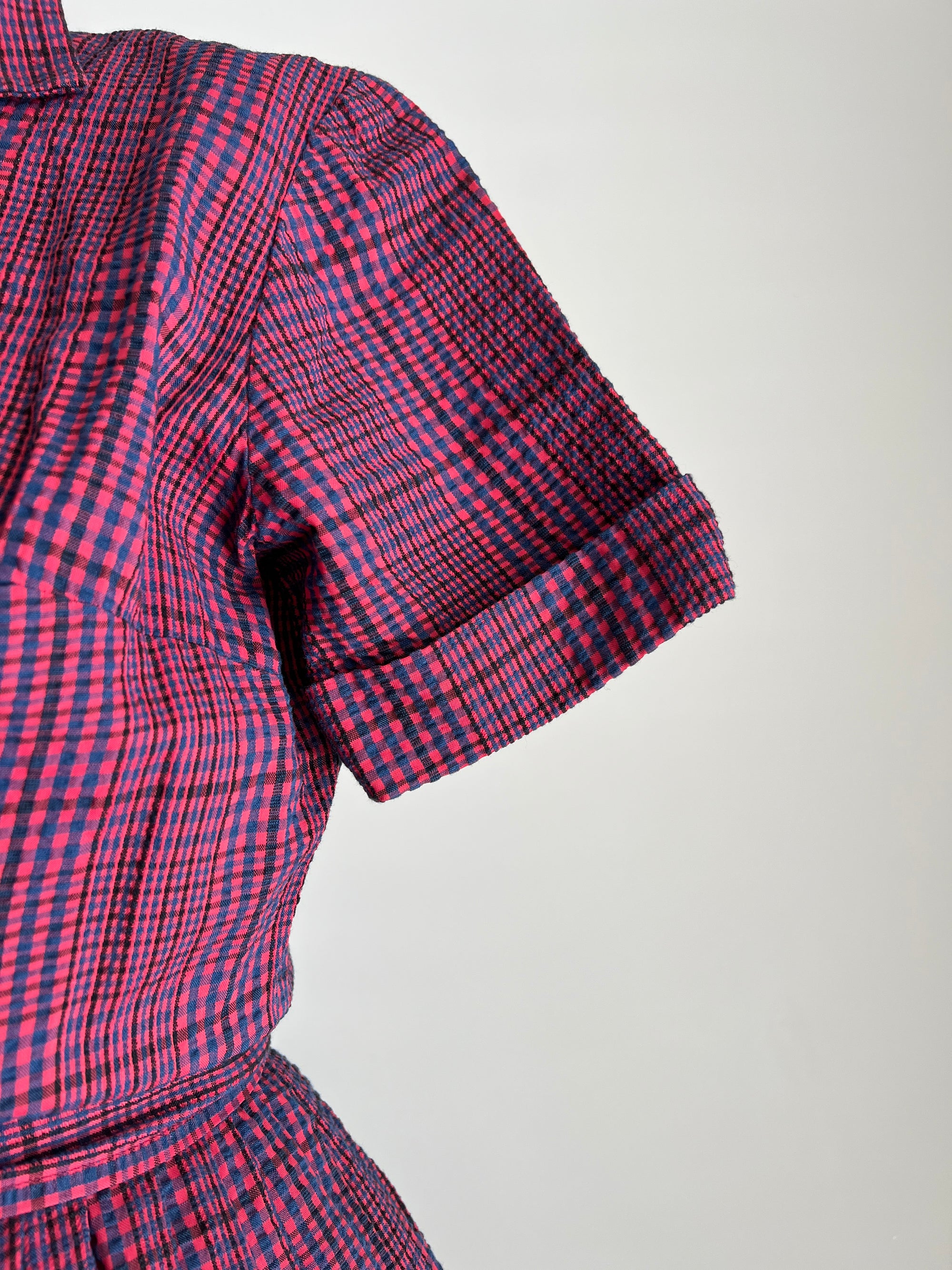 1950 50s Vintage Plaid Dress with Matching Belt / Large