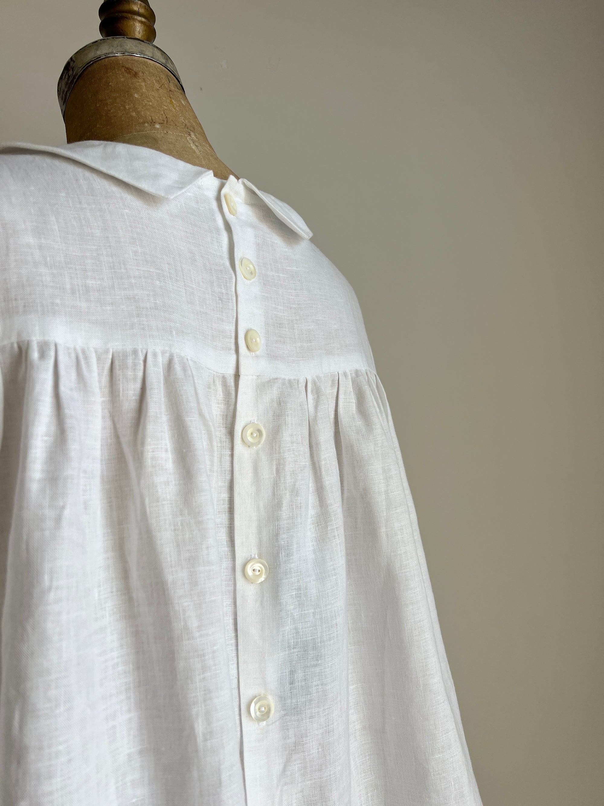 Handmade Linen Puff Sleeve Victorian Cottagecore Blouse By Cotton Candy Wear - L/XL