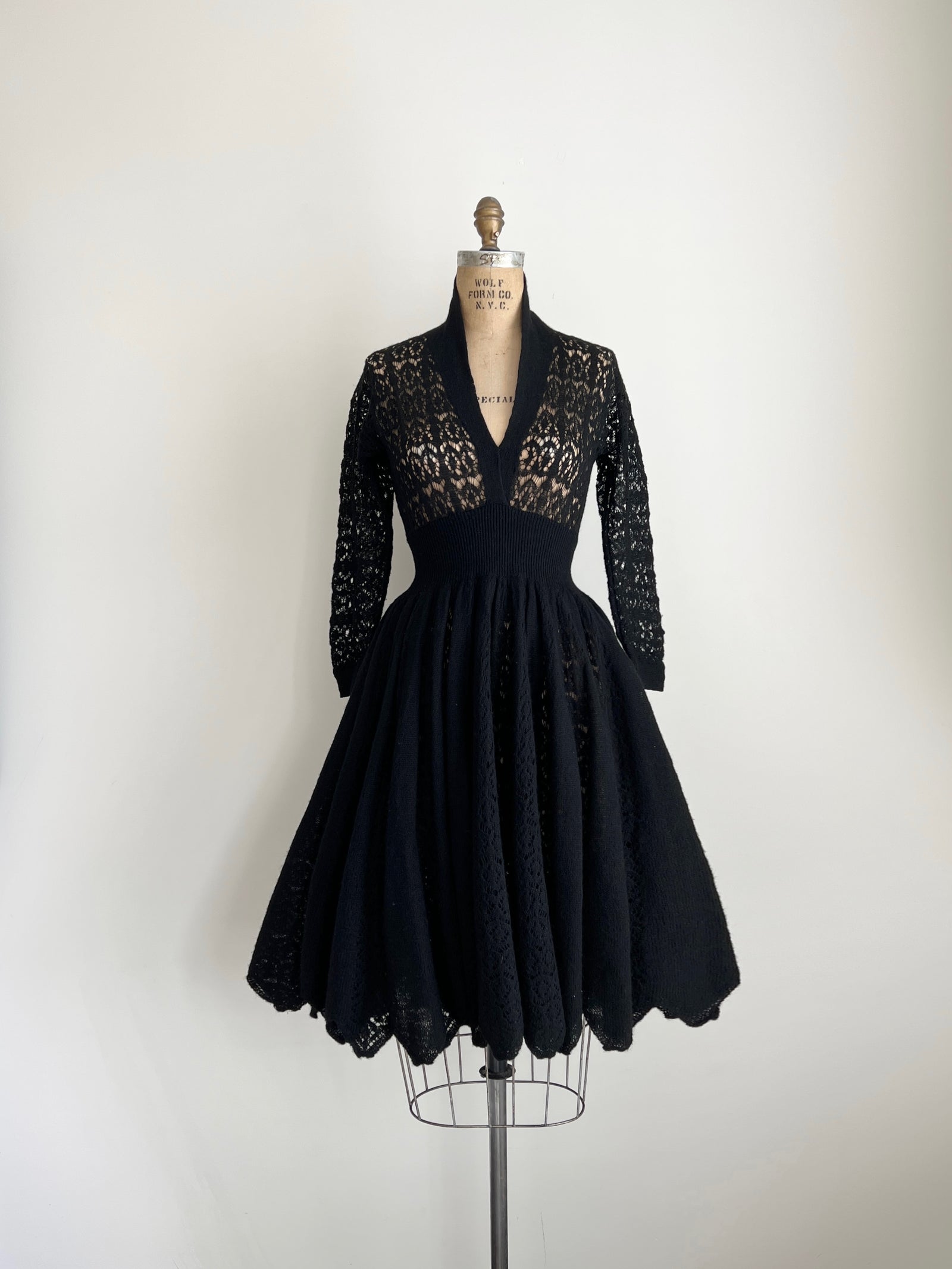 1950s/60s Black Knit Dress / Small-Medium / Sold As-Is