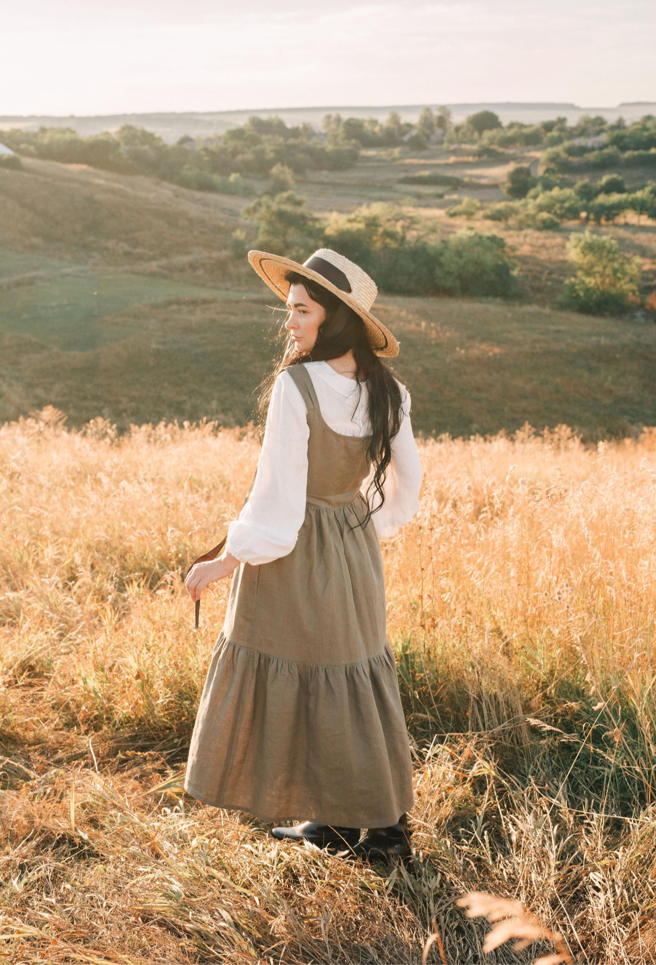 Handmade Linen Puff Sleeve Victorian Cottagecore Blouse By Cotton Candy Wear - L/XL