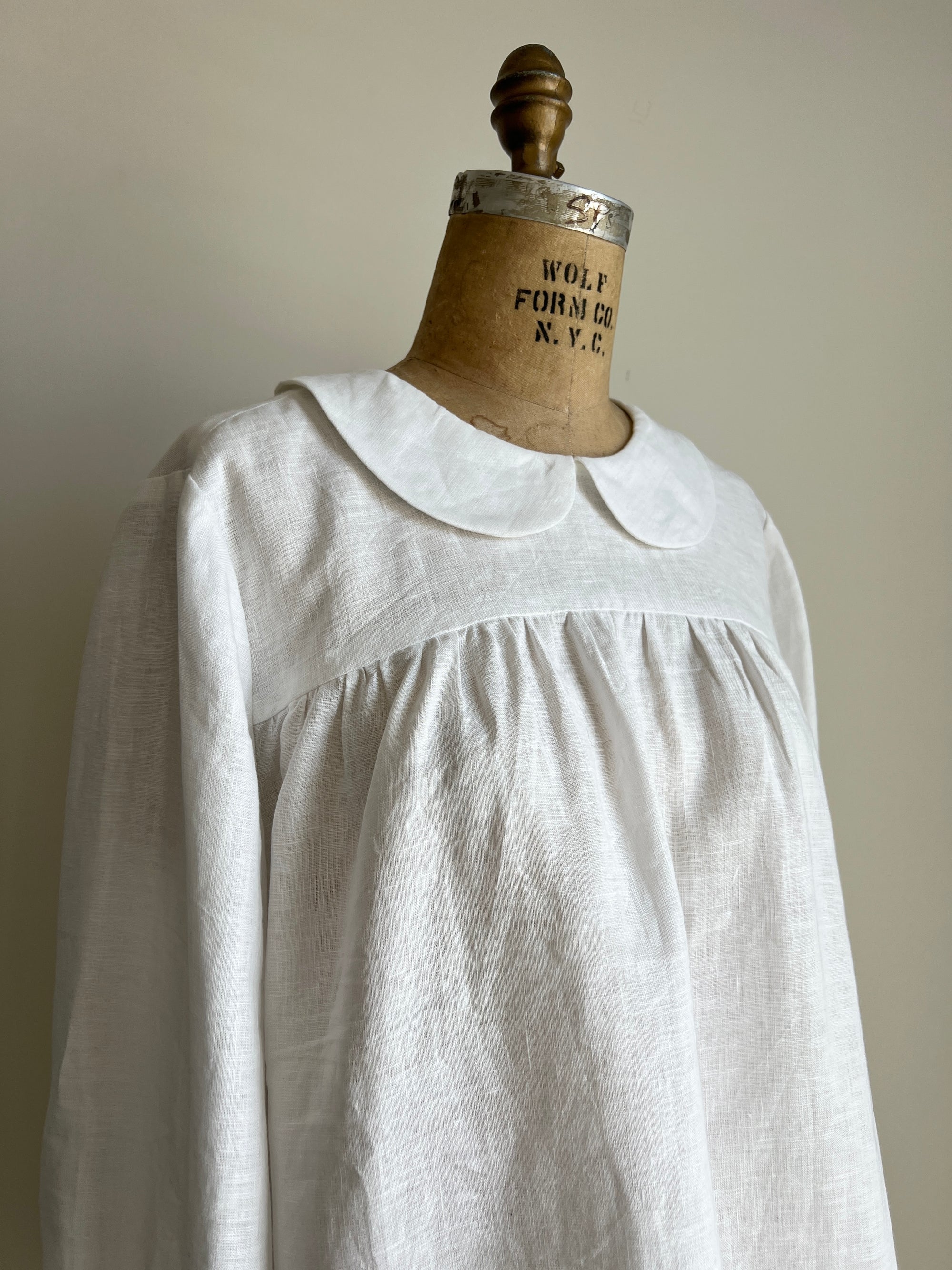 Handmade Linen Puff Sleeve Victorian Cottagecore Blouse By Cotton Candy Wear - L/XL