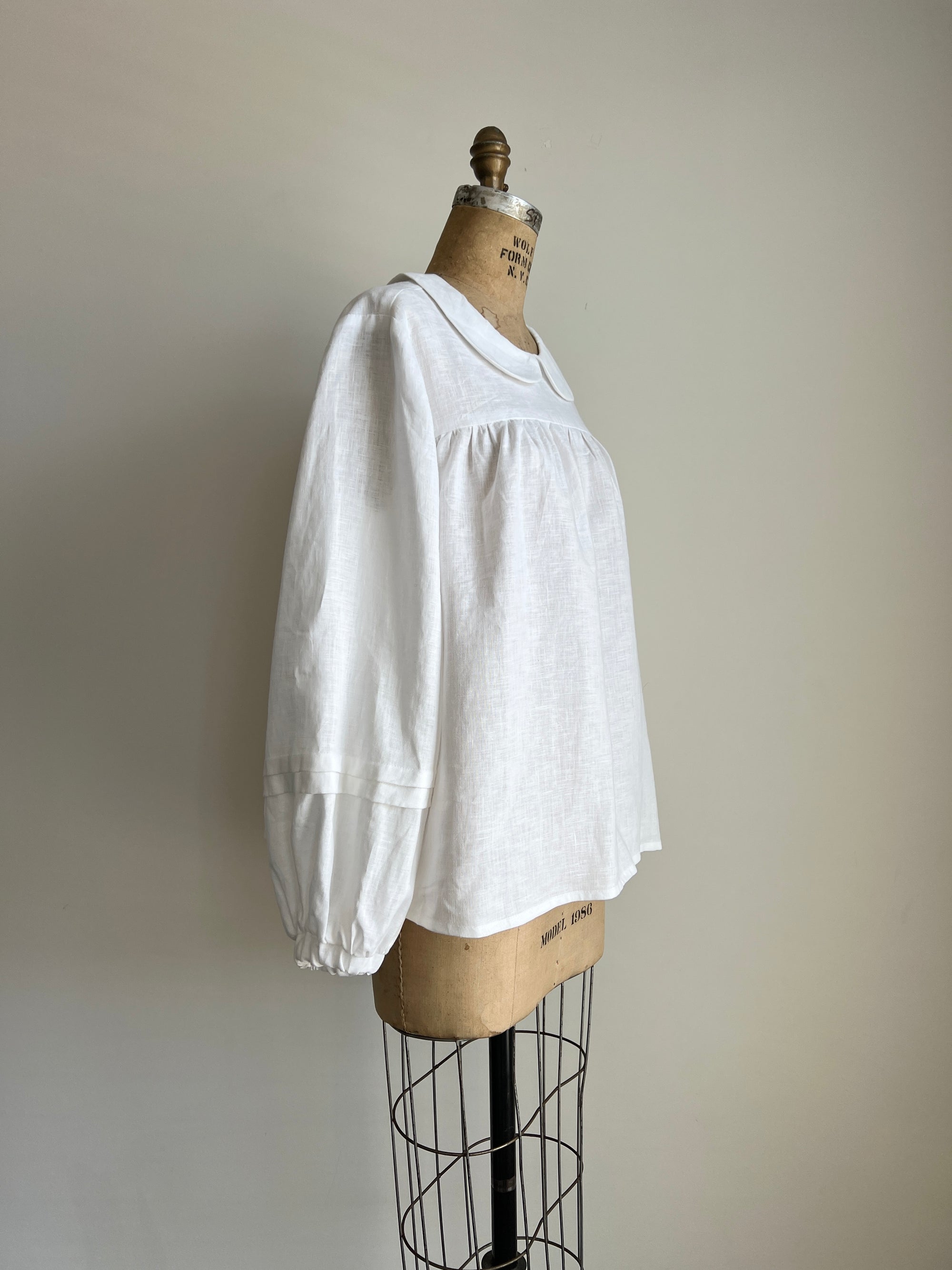 Handmade Linen Puff Sleeve Victorian Cottagecore Blouse By Cotton Candy Wear - L/XL