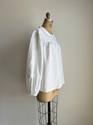 Handmade Linen Puff Sleeve Victorian Cottagecore Blouse By Cotton Candy Wear - L/XL
