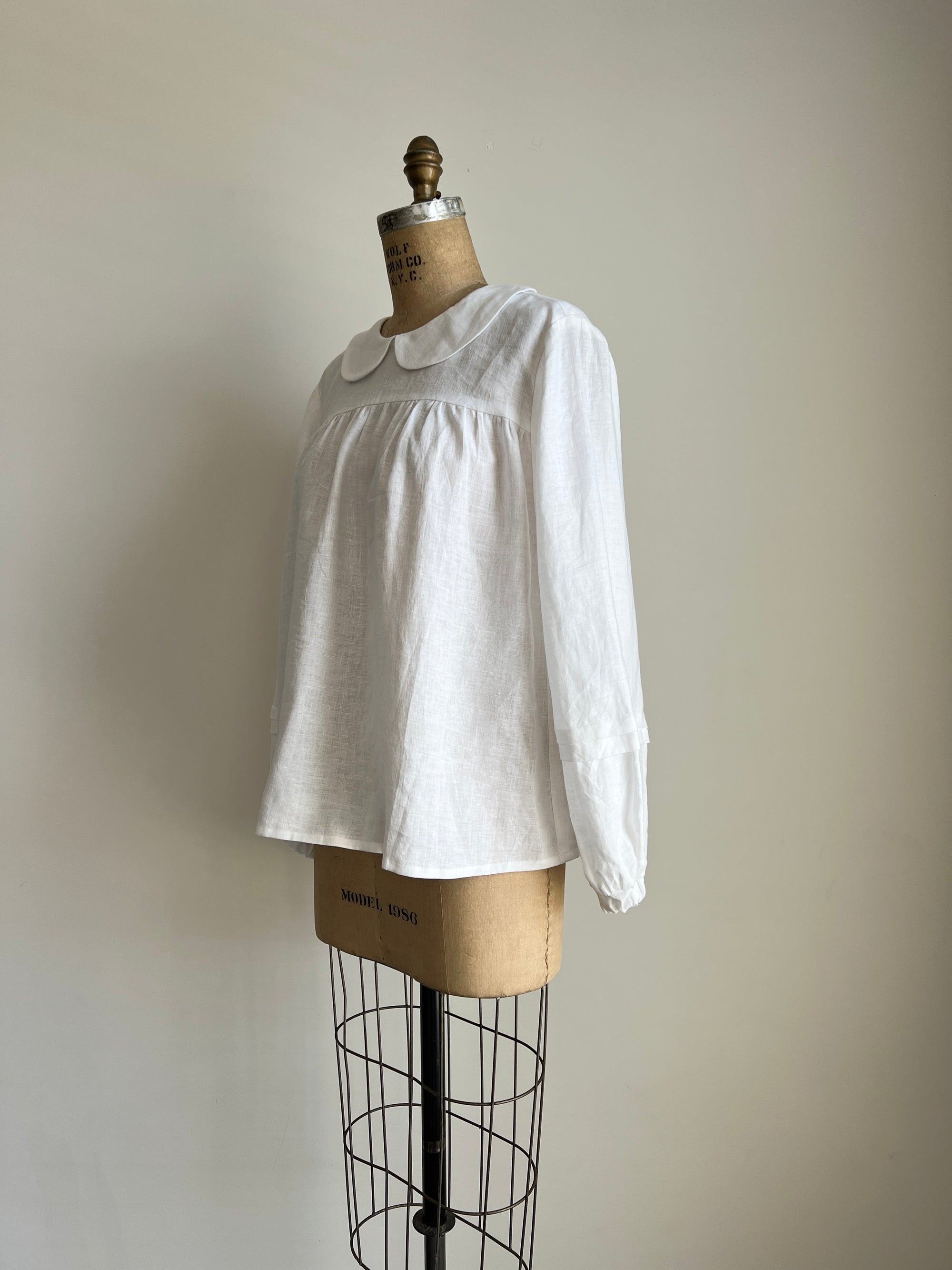 Handmade Linen Puff Sleeve Victorian Cottagecore Blouse By Cotton Candy Wear - L/XL