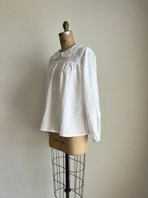 Handmade Linen Puff Sleeve Victorian Cottagecore Blouse By Cotton Candy Wear - L/XL