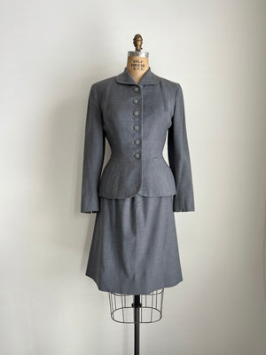 1940s 40s Vintage Grey Suit by Princess Shop / SMALL