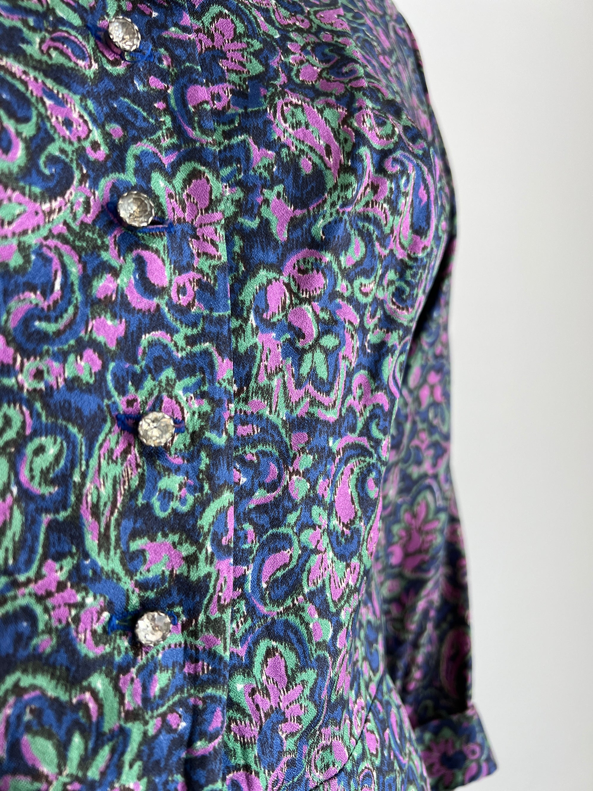 1940s 40s Vintage British Ladies Paisley Dress / Medium