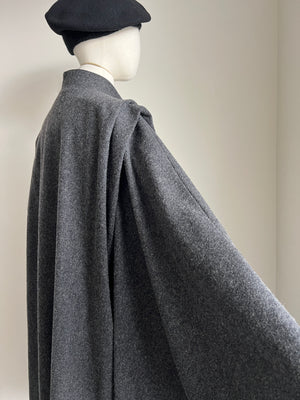 1980s 80s VIntage 100% Marino Wool Grey Cape Coat with Gorgeous Drapping