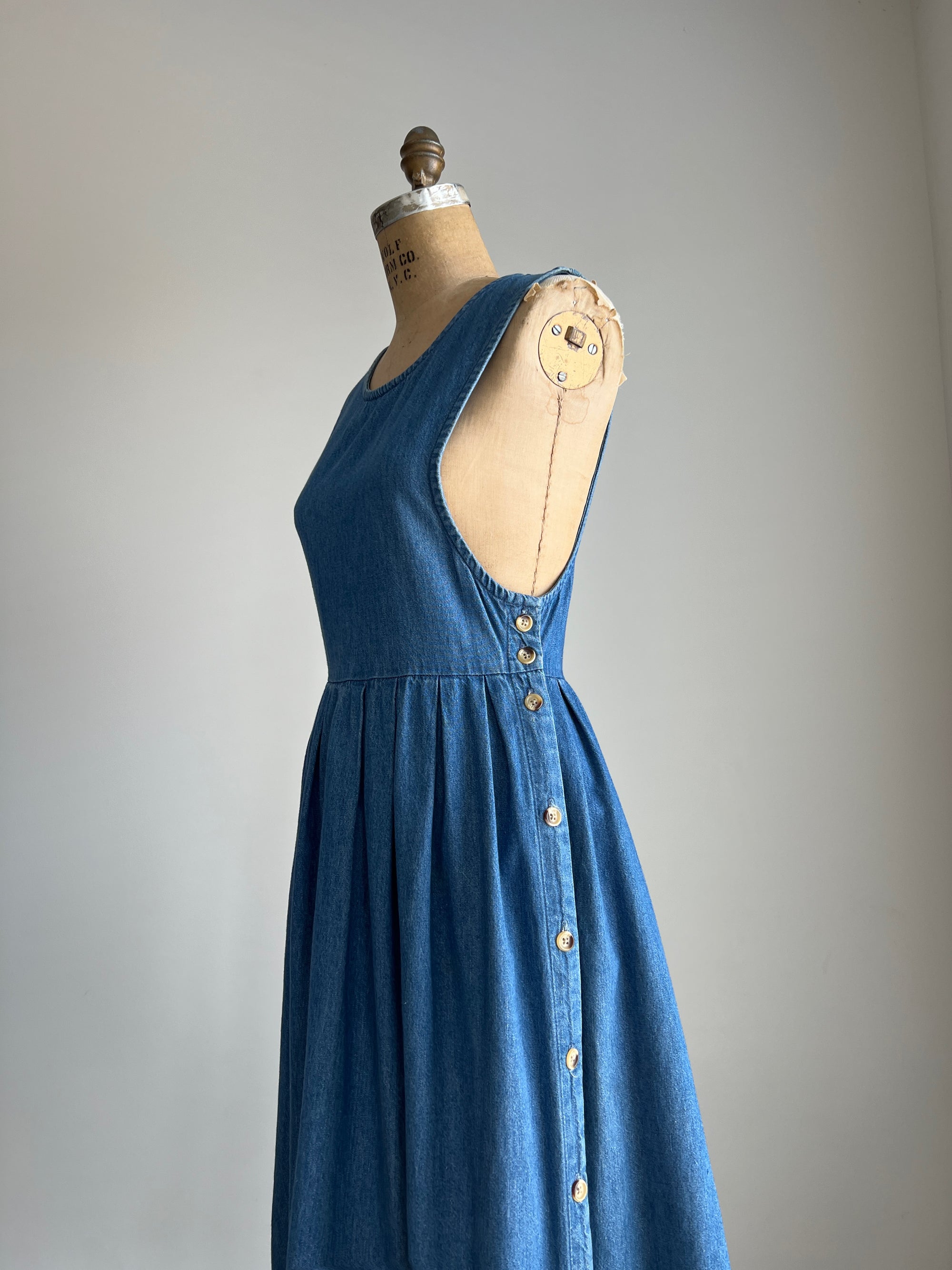 Vintage Late 70s Early 80s L.L.Bean Denim Cottagecore Dress / Small-Medium