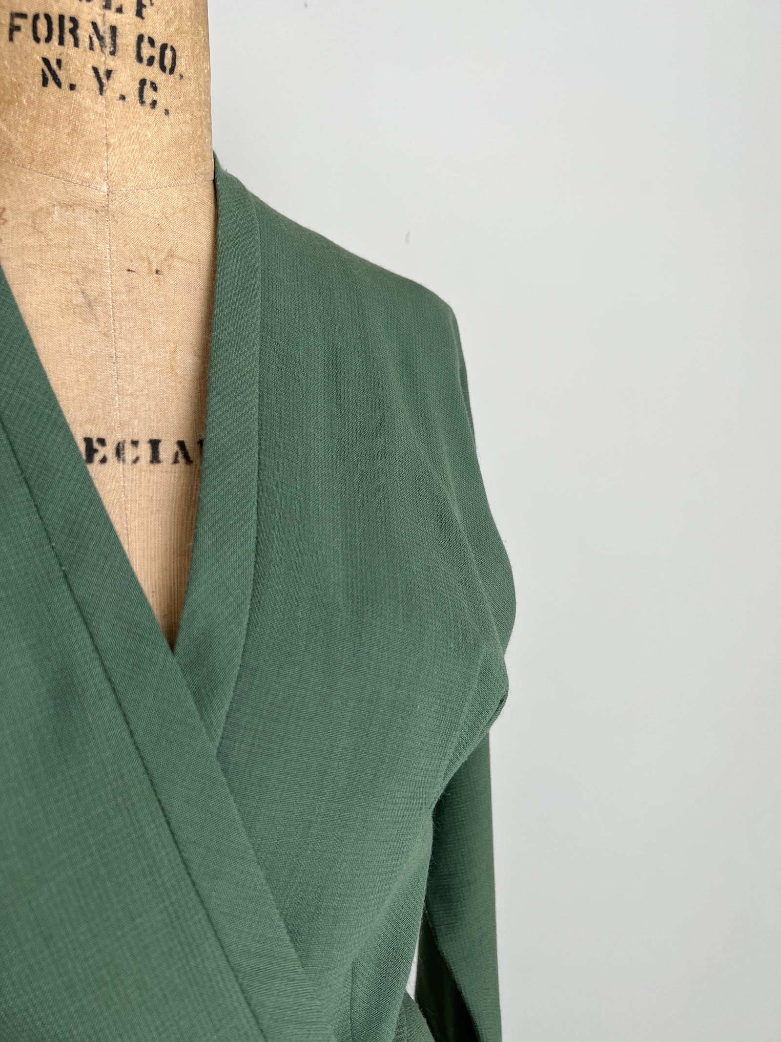 1960s 60s Olive Green Pleated Midi Dress / MEDIUM