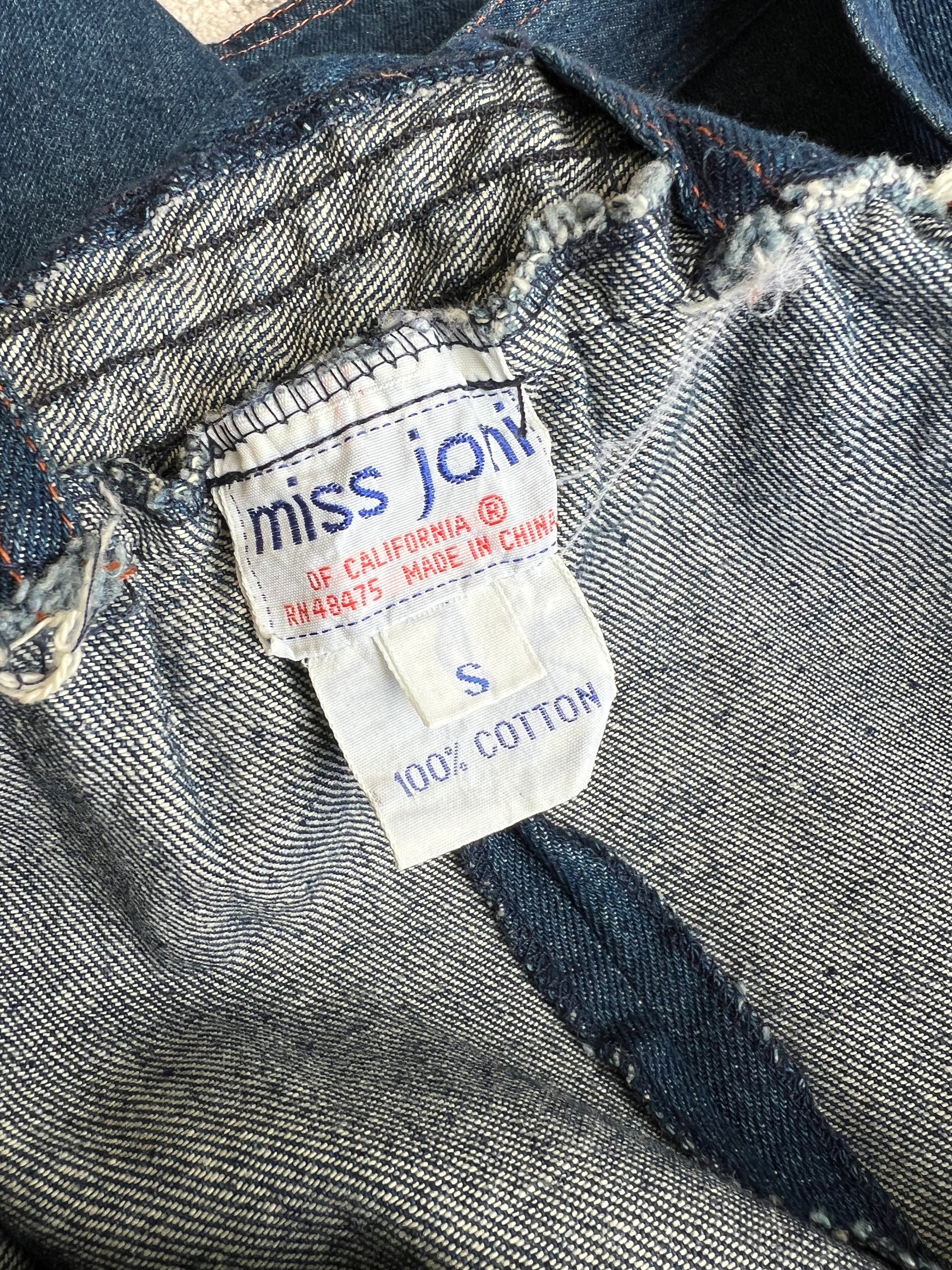 Vintage 1980s 80s Miss Joni of California Denim A-Line Jumper Dress Dead-stock / S/M