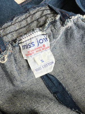 Vintage 1980s 80s Miss Joni of California Denim A-Line Jumper Dress Dead-stock / S/M