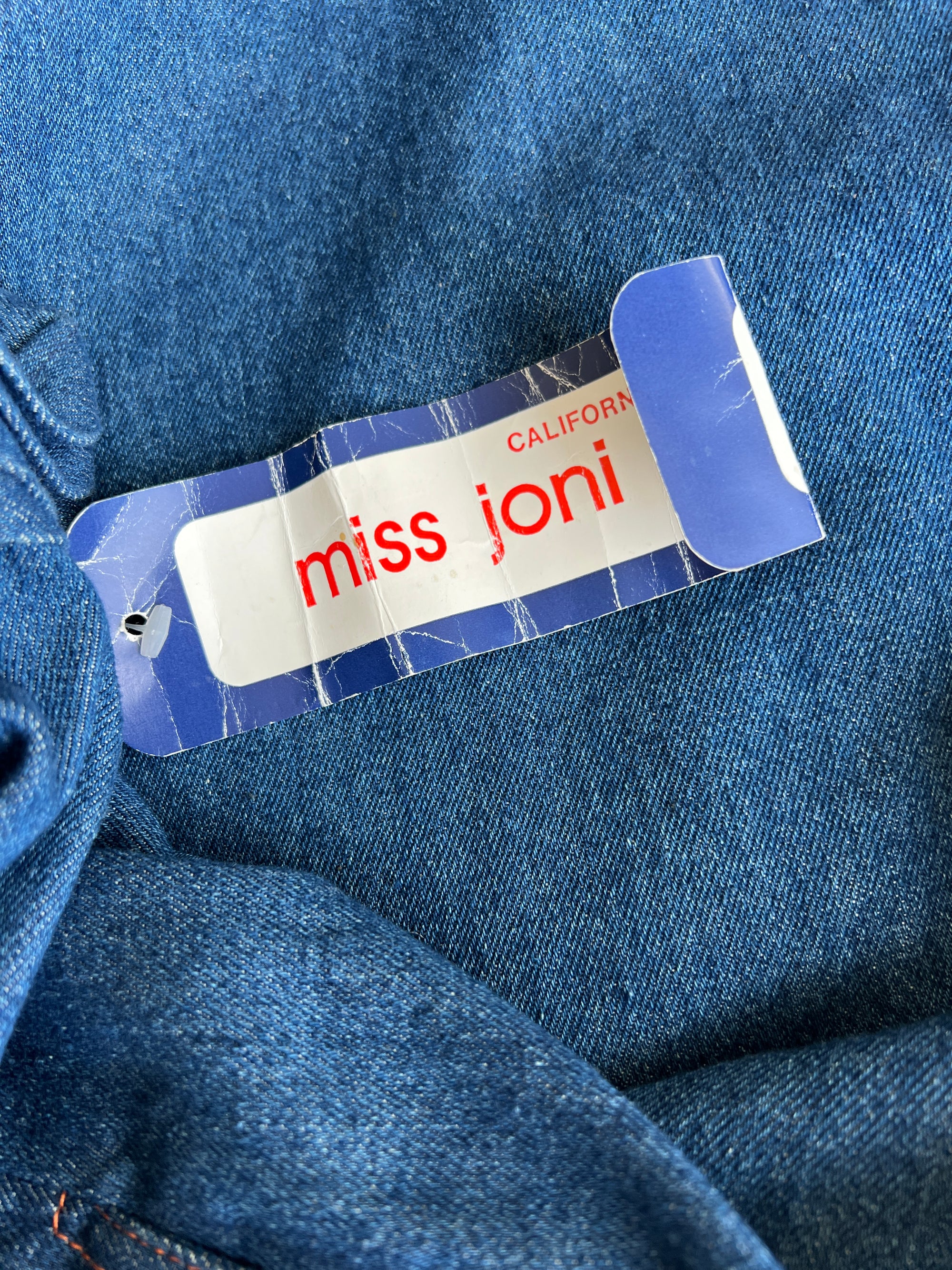 Vintage 1980s 80s Miss Joni of California Denim A-Line Jumper Dress Dead-stock / S/M