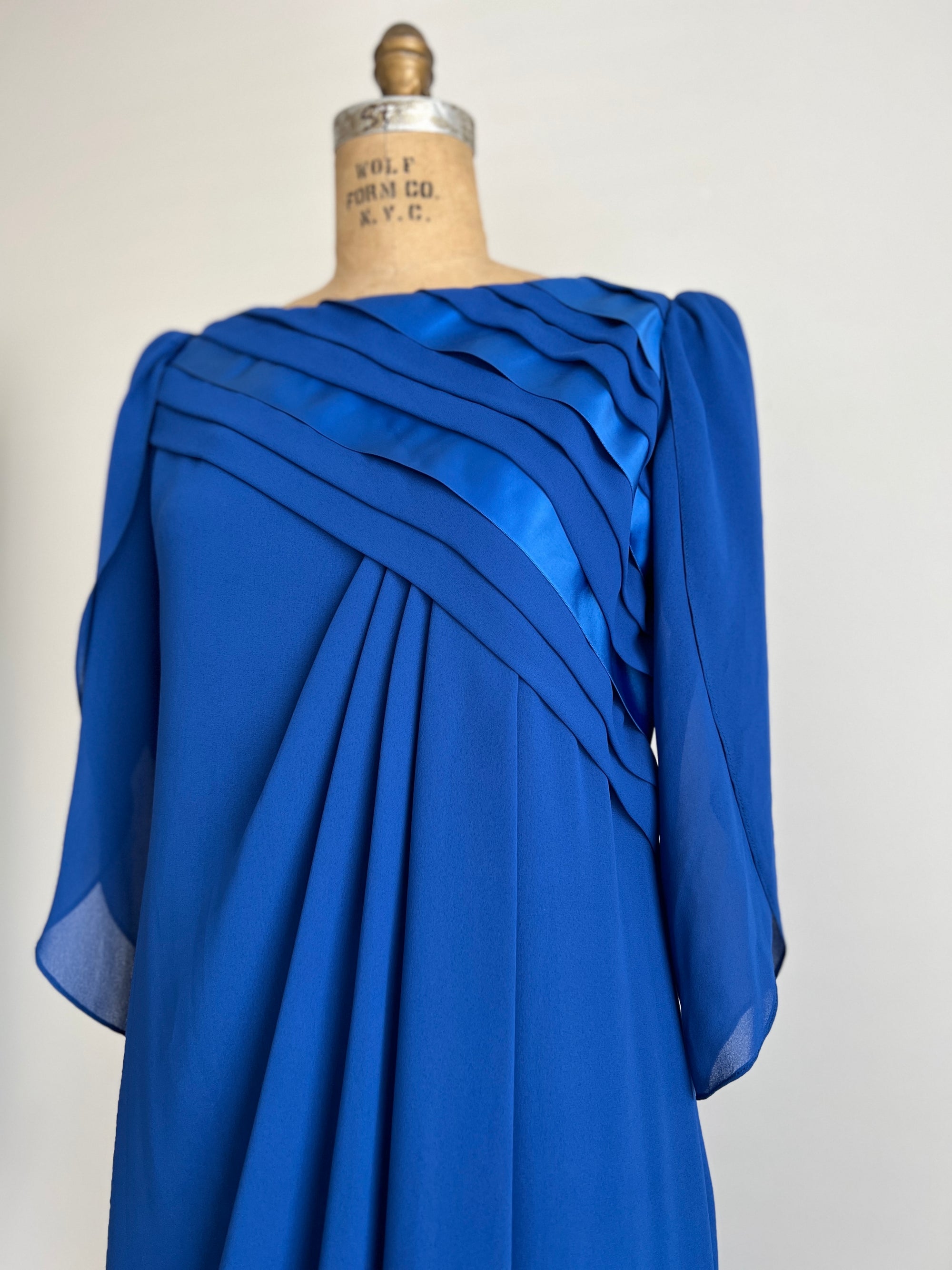 1970s Cobalt Blue Martinique Maxi Dress