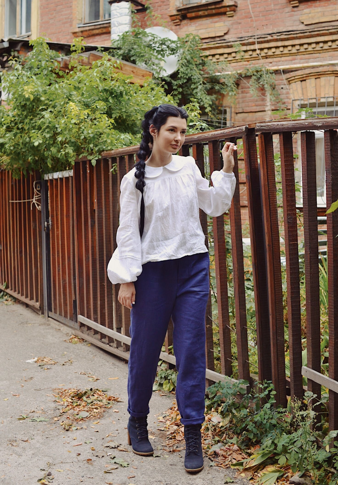 Handmade Linen Puff Sleeve Victorian Cottagecore Blouse By Cotton Candy Wear - L/XL