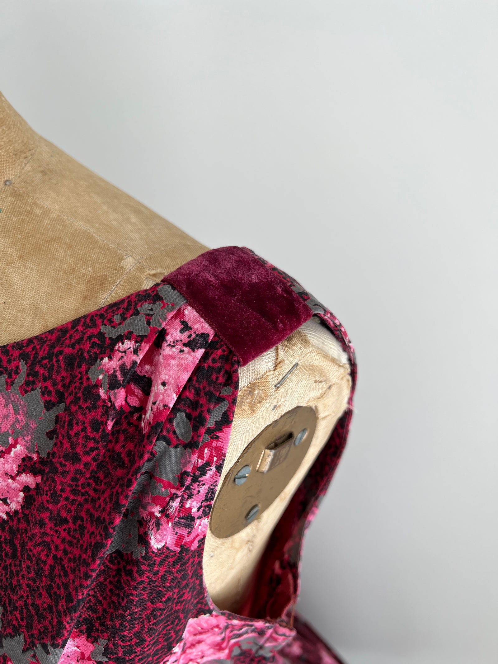 1950s Miss Brooks of New York Cotton Floral Red Dress