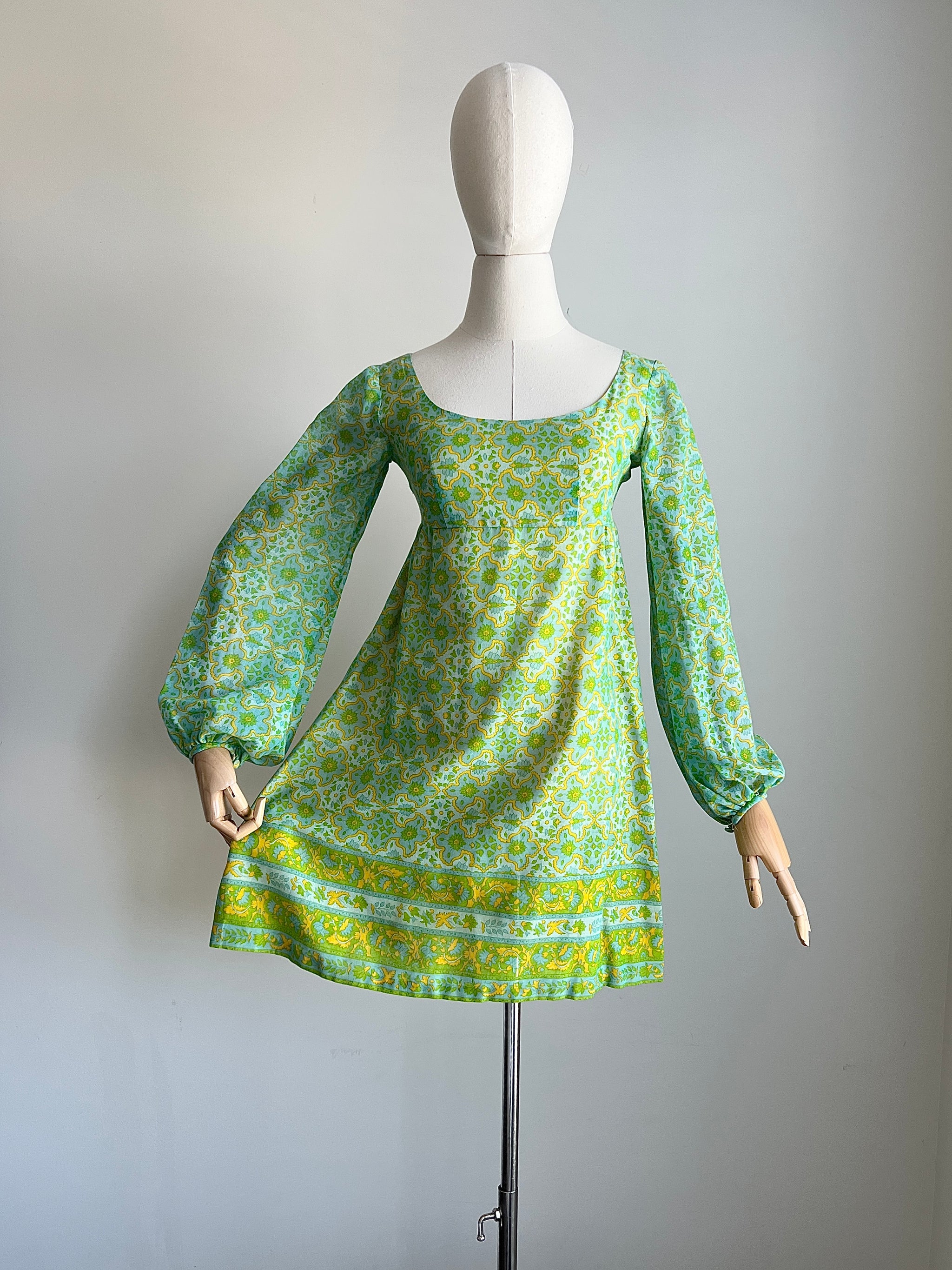 1970s 70s Lanz Psychedelic Empire Waist Dress / XS - Maiden Posh 1970s 70s Lanz Psychedelic Empire Waist Dress / XS - Maiden Posh