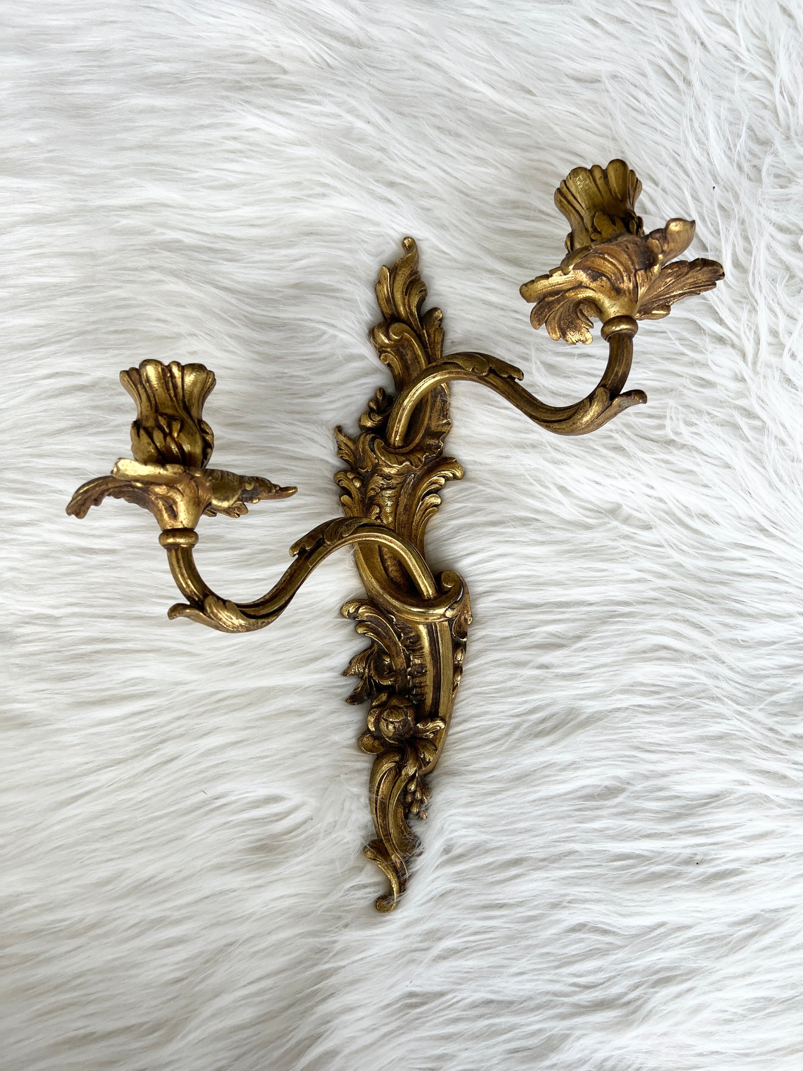 Antique Vintage French bronze-gold candle wall sconce Imposted from France