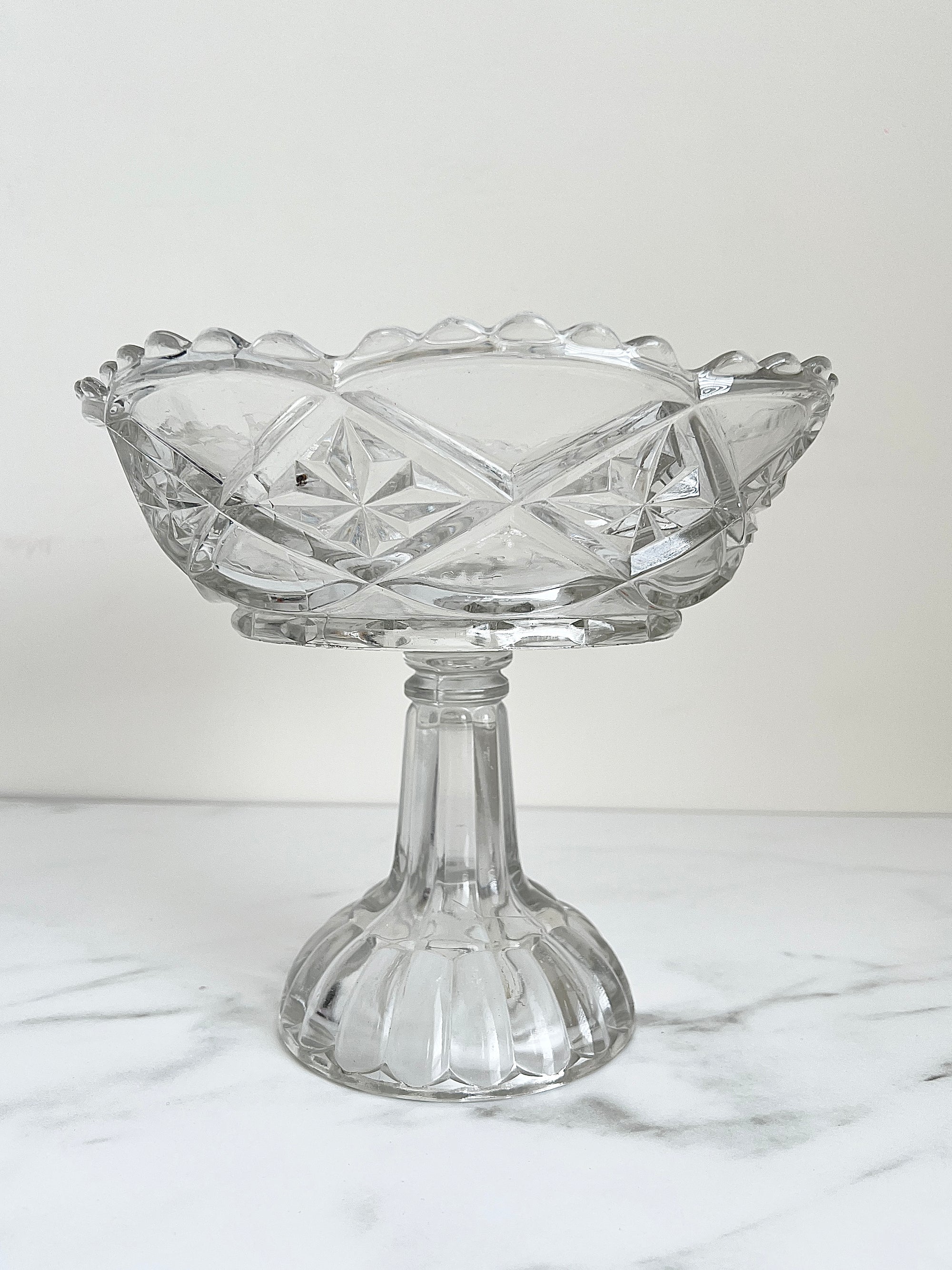 Lovely Vintage Pinwheel Crystal Compote - Stemmed Bowl - Pedestal Dish
