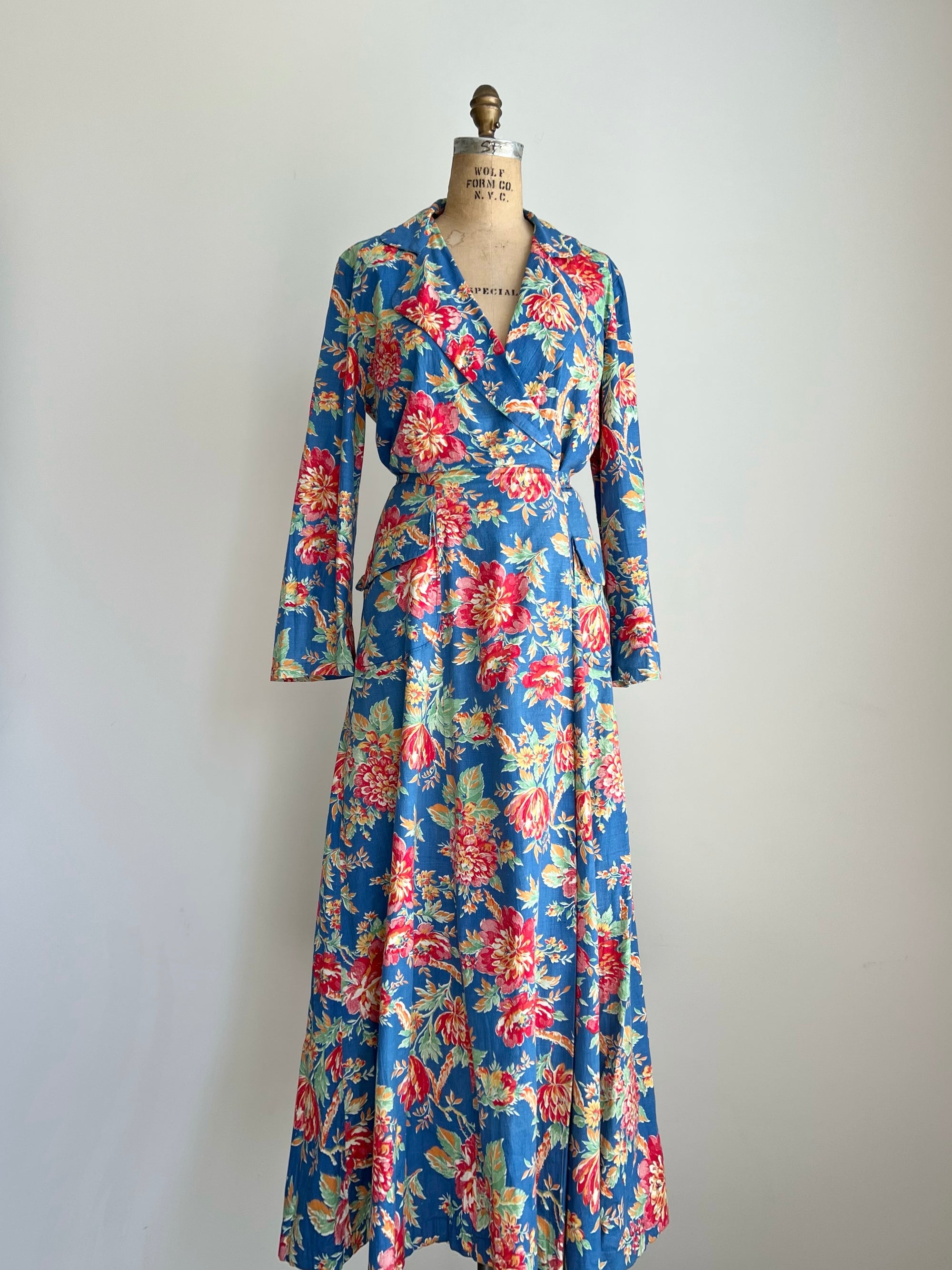 1940s Floral Wrap Dress M/L