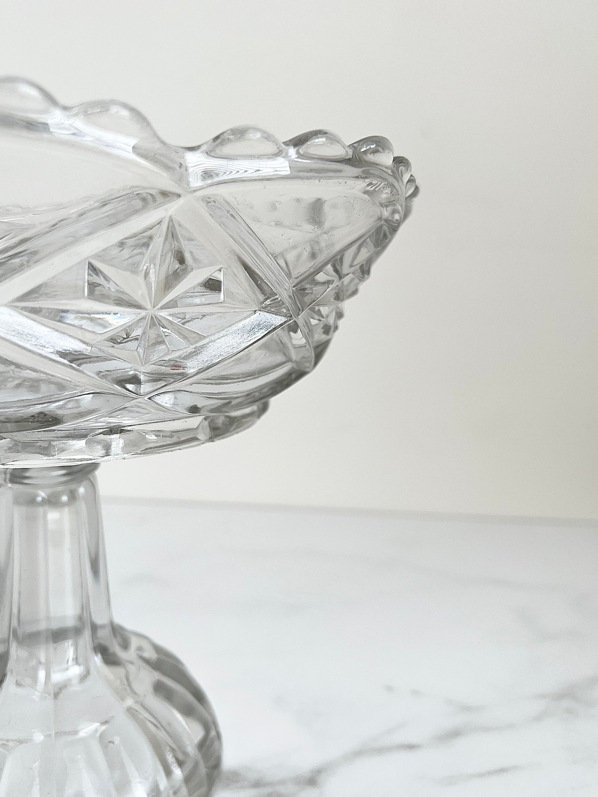 Lovely Vintage Pinwheel Crystal Compote - Stemmed Bowl - Pedestal Dish