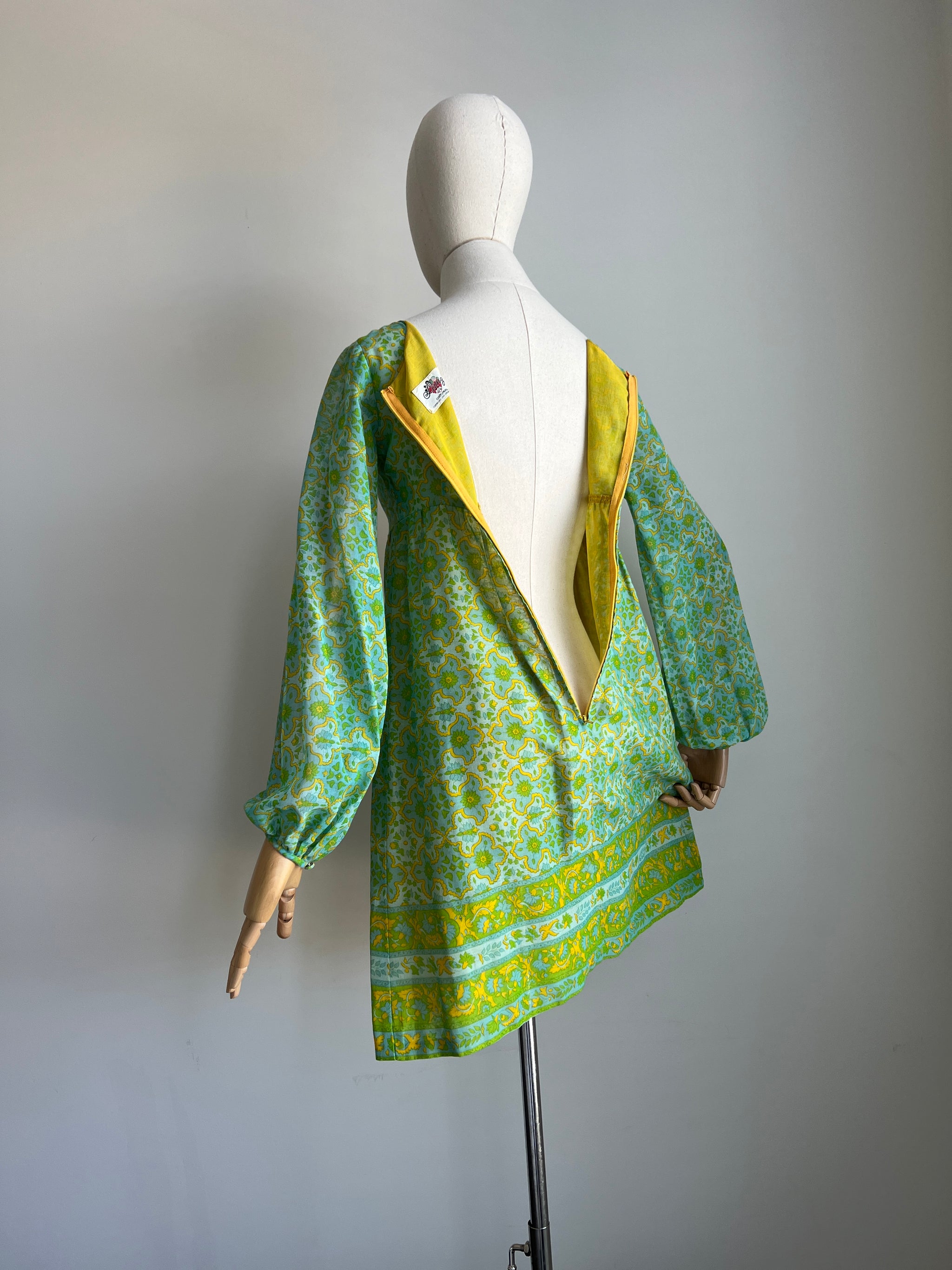 1970s 70s Lanz Psychedelic Empire Waist Dress / XS - Maiden Posh 1970s 70s Lanz Psychedelic Empire Waist Dress / XS - Maiden Posh