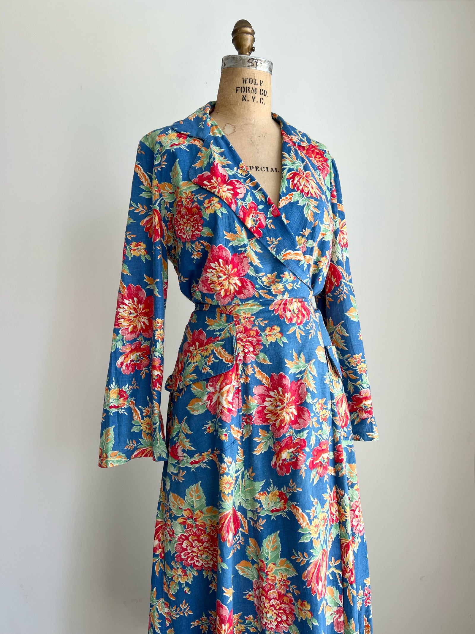 1940s Floral Wrap Dress M/L