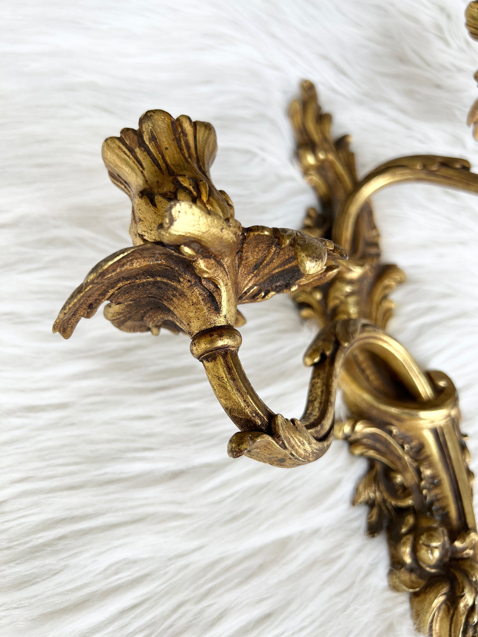 Antique Vintage French bronze-gold candle wall sconce Imposted from France