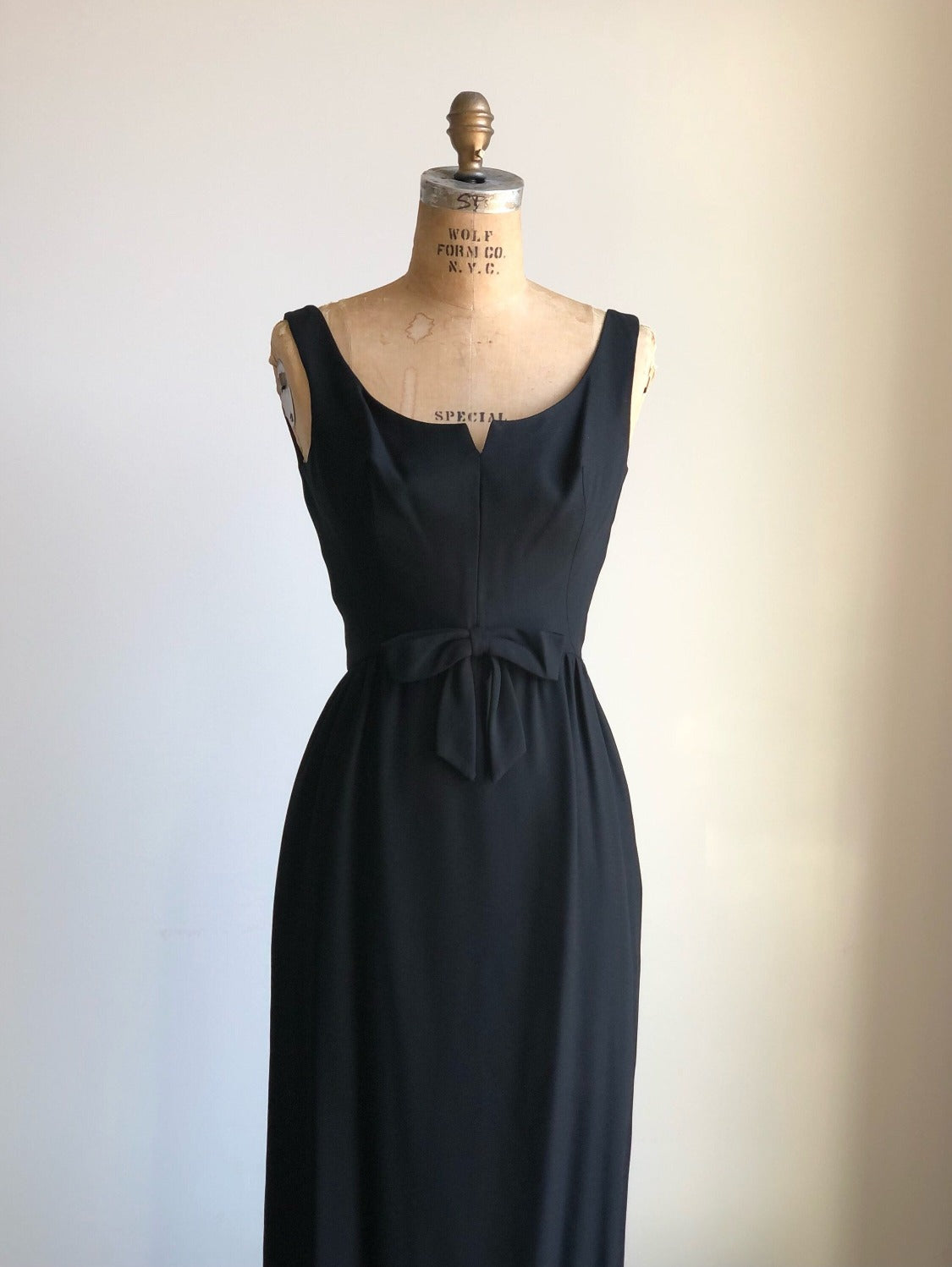 1950s Vintage Black Dress with Bow Audrey Hepburn Inspired SMALL