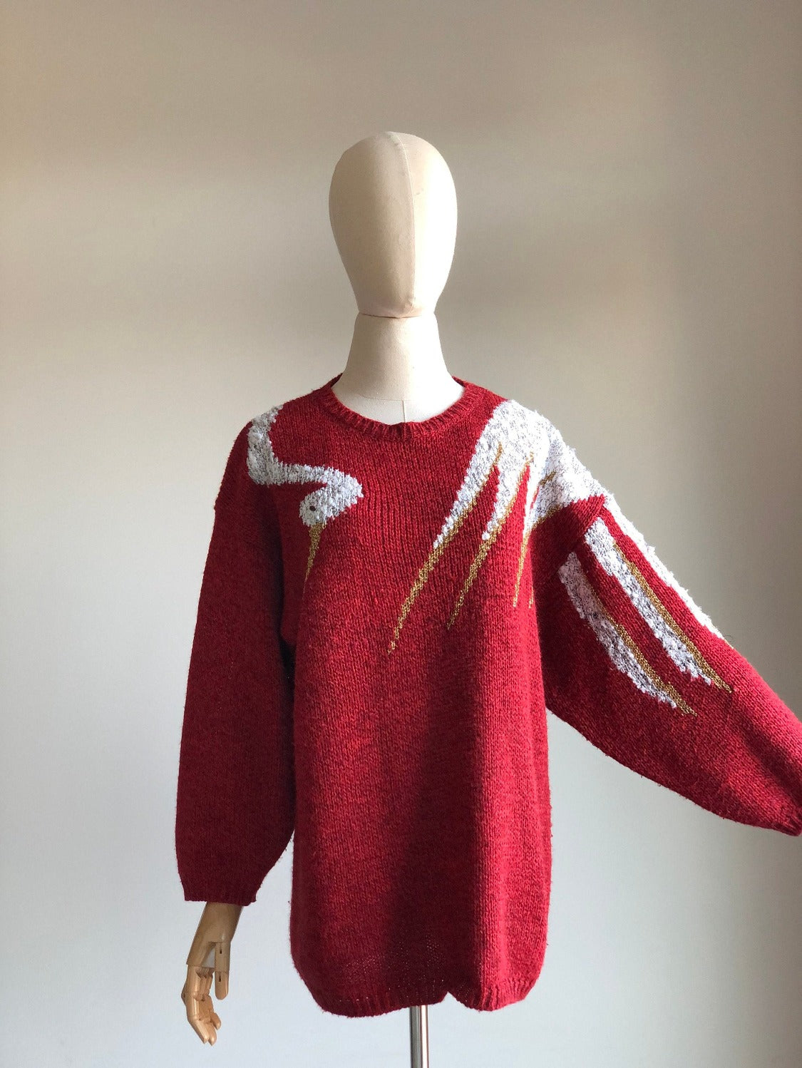Vintage Abstract 1980s Goose Sweater / Large