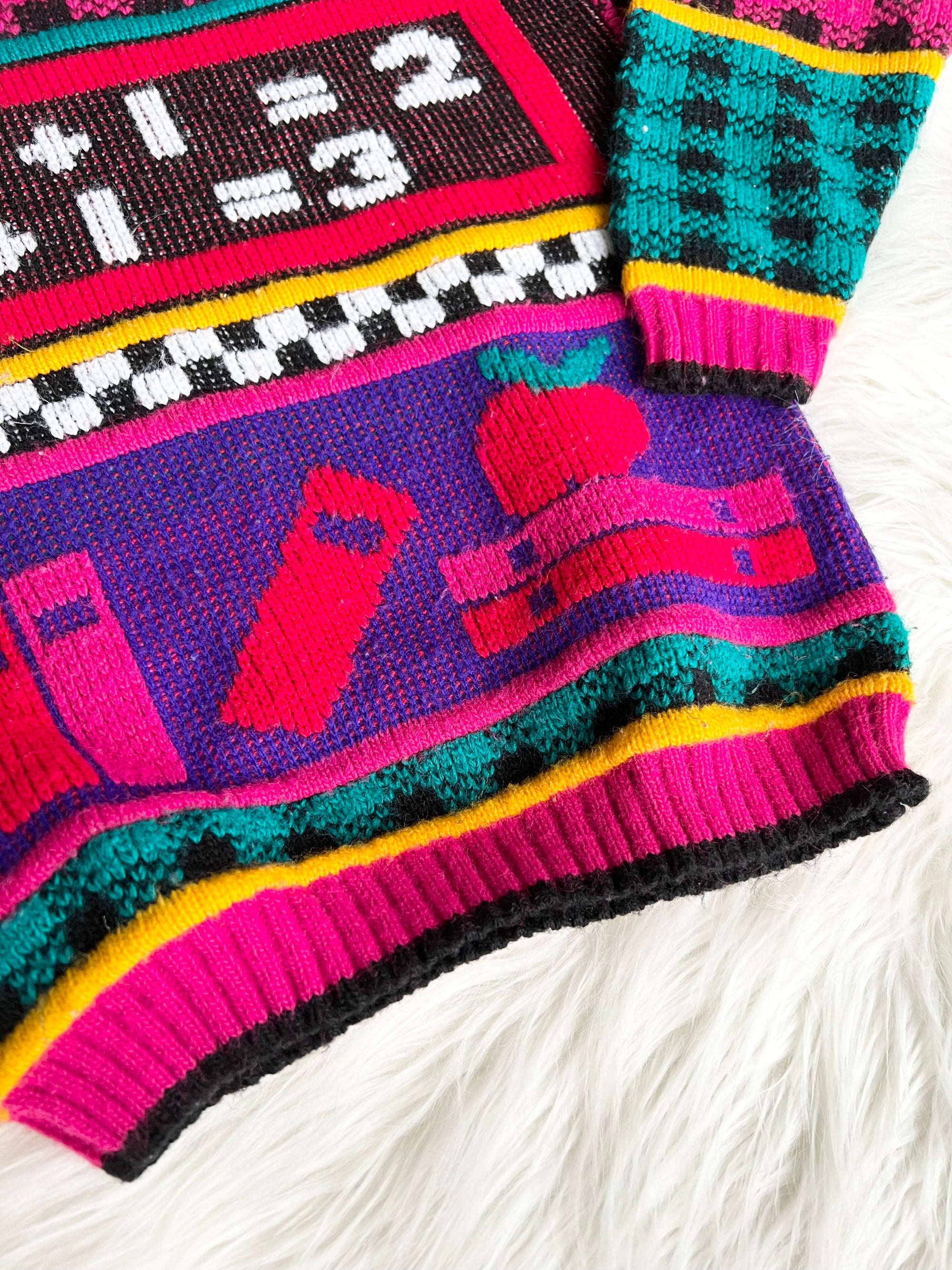 1980s Colorful School Girls Sweater 6x