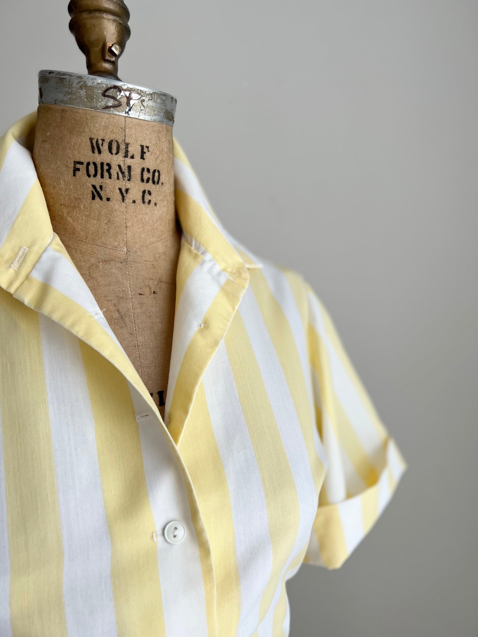 1980s Candy Striped Yellow and White Dress M/L