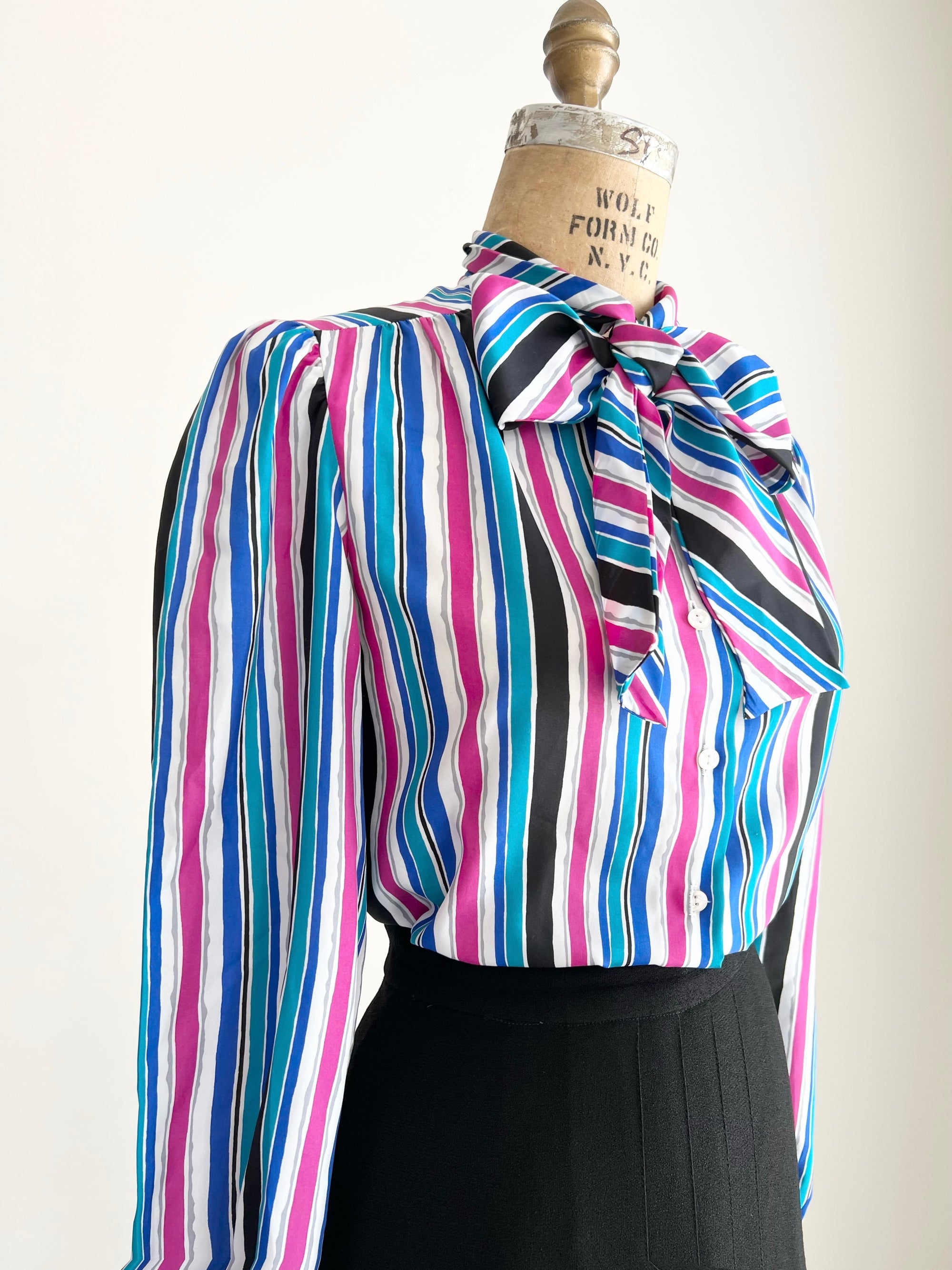 1980s Candy Striped Blouse