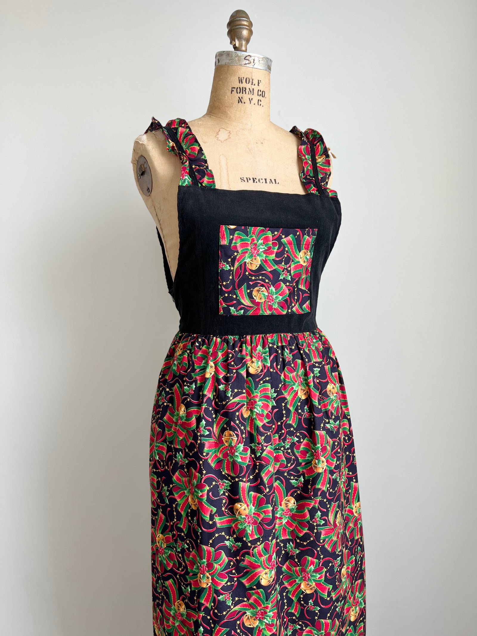 1980s Christmas Apron Dress S/M