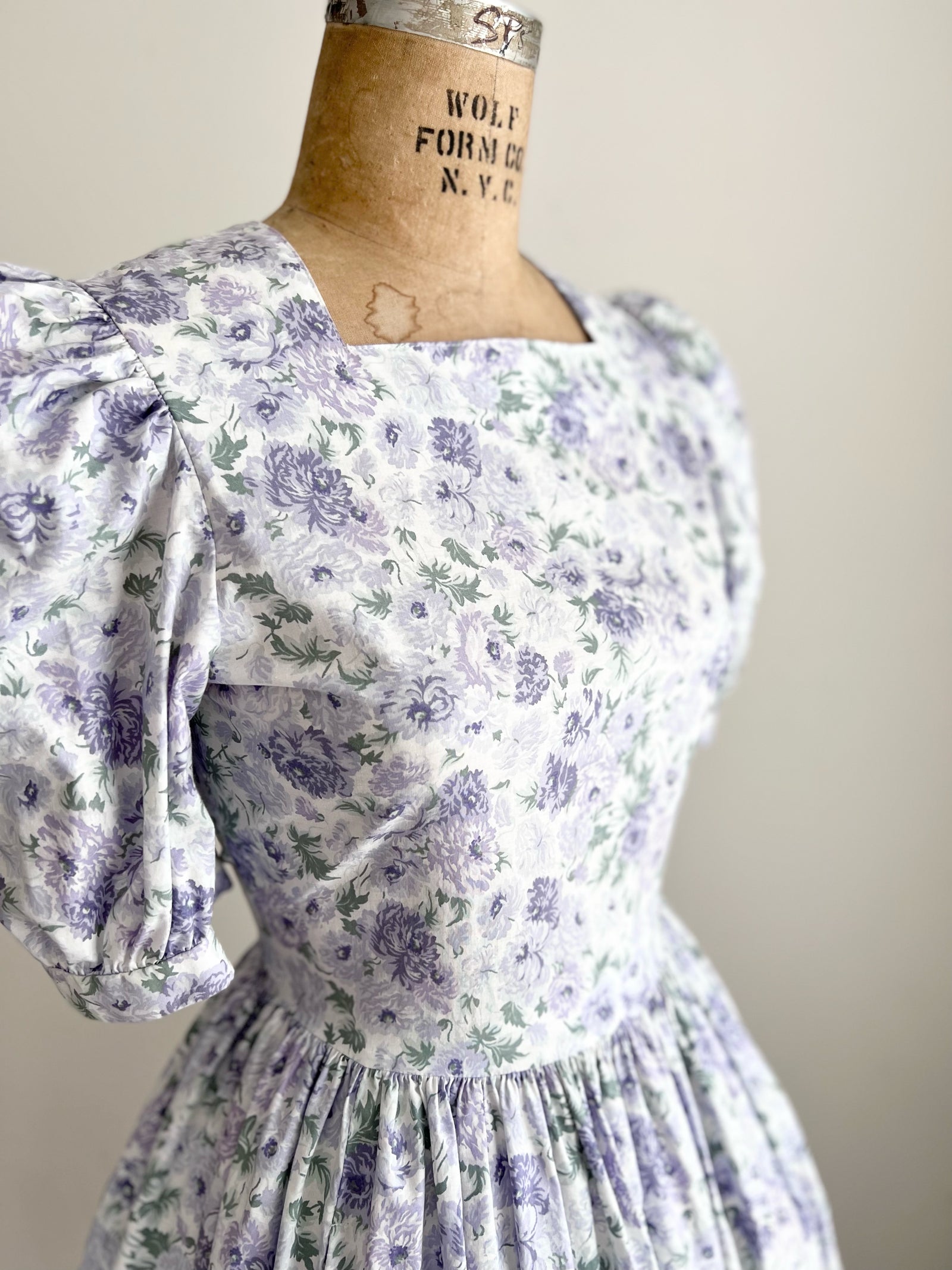 1980s Laura Ashley Cottagecore Purple Floral Dress