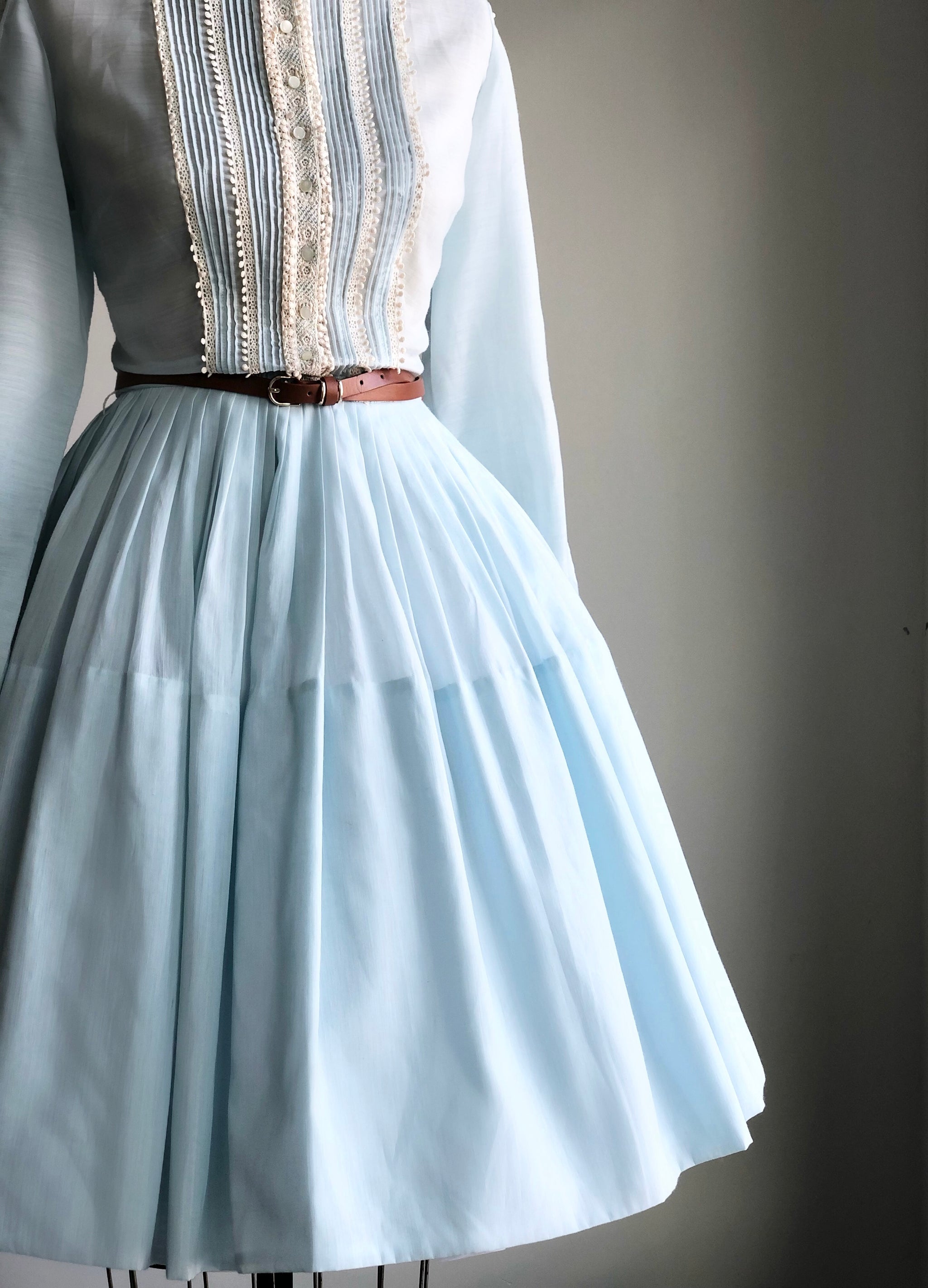 1950s L'Aiglon Midi Light Blue Dress MEDIUM - Maiden Posh 1950s L'Aiglon Midi Light Blue Dress MEDIUM - Maiden Posh