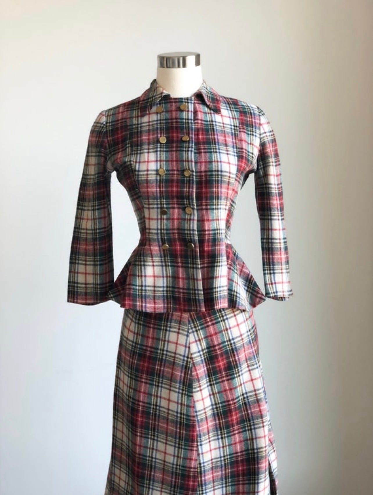 1940s Plaid Wool Suit XS